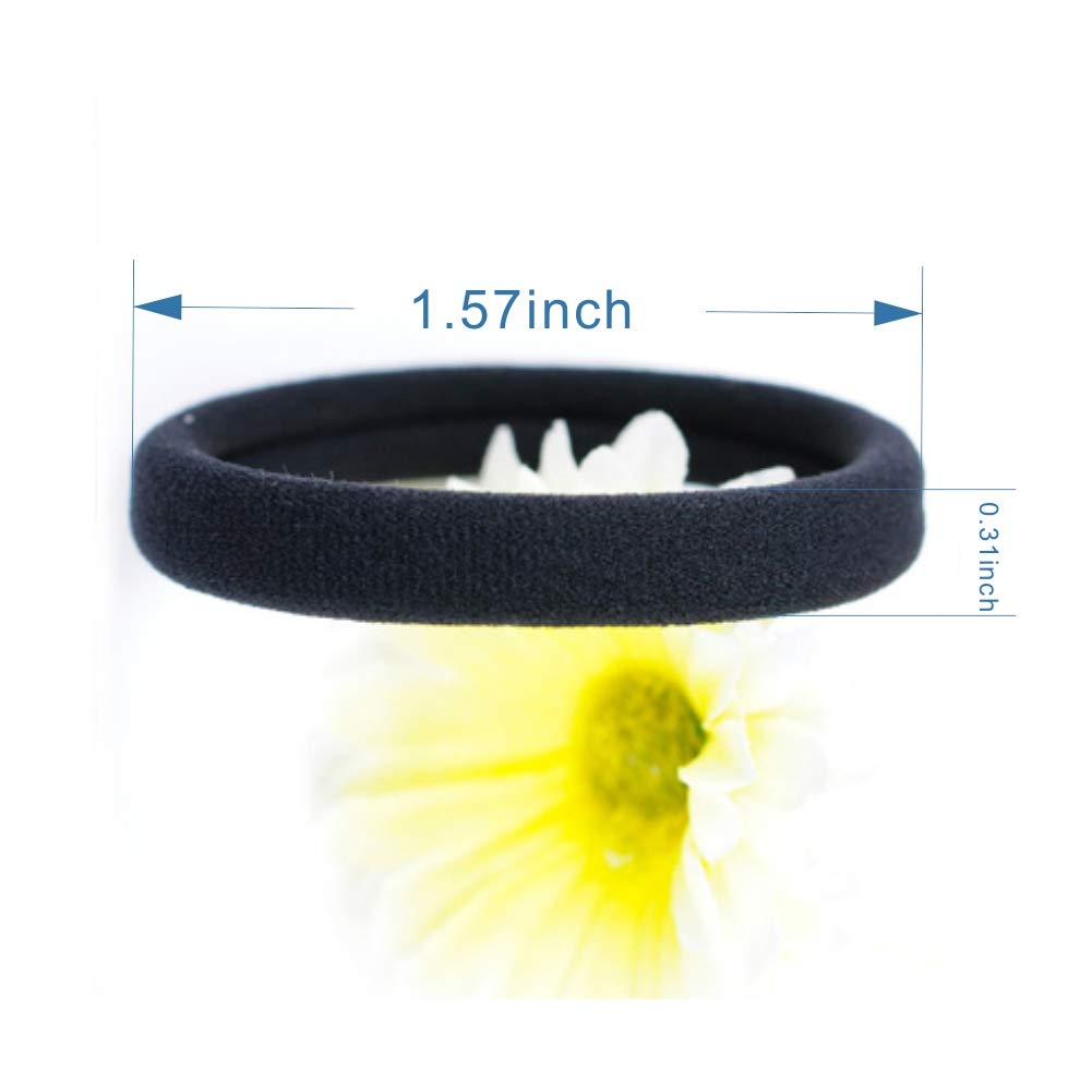 100 Pack Thick Seamless Cotton Hair Ties - No Crease Damage Stretchy Ponytail Holders & Scrunchies for Thick Hair - Black Hair Bands for Women & Girls - Perfect for Workouts, Yoga, Office & Daily Use