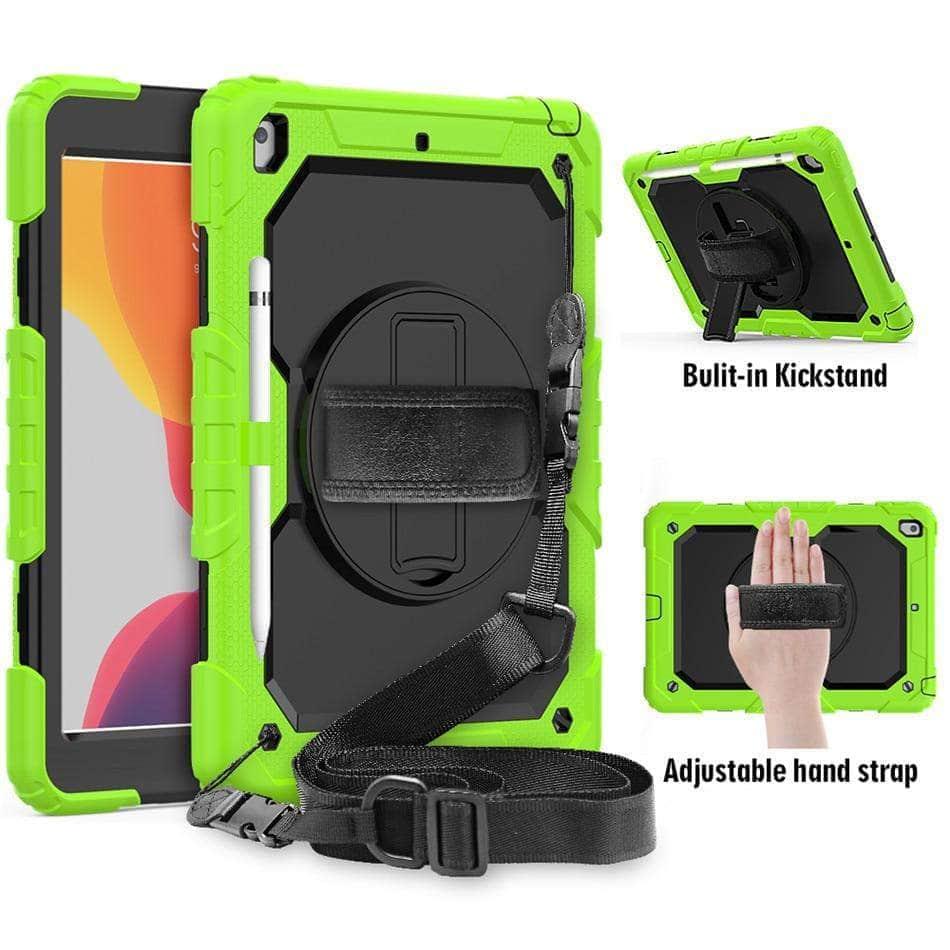 360 Rotating Protective Case with Strap for iPad 10.2 (7th/8th Gen 2019/2020) - Durable Cover for Work, School & Travel