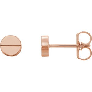 14K Rose Gold Geometric Stud Earrings with Secure Backs – Minimalist Dainty Earrings for Women, Perfect for Everyday Wear, Office & Special Occasions