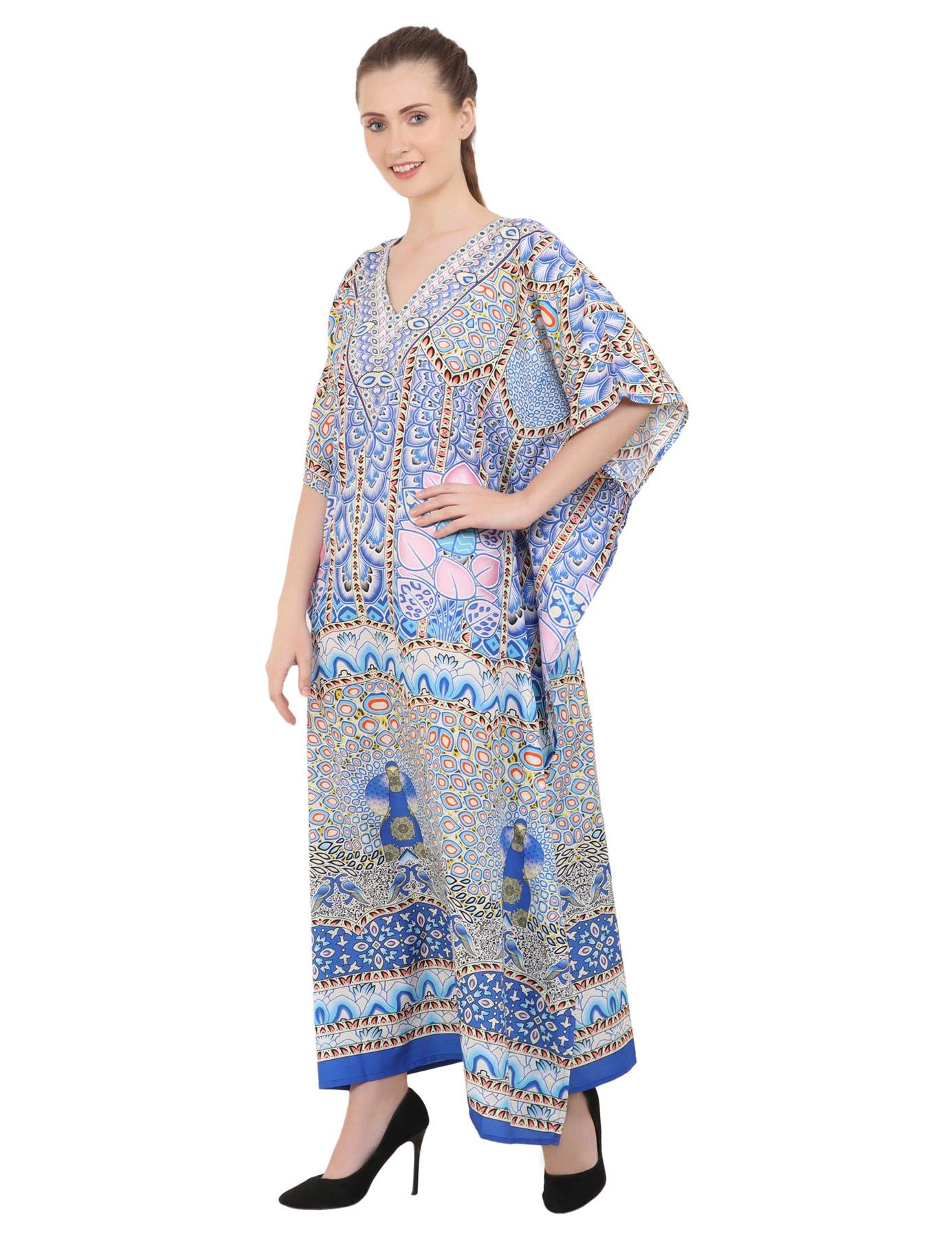 Miss Lavish London Women's Kaftan Tunic Kimono Maxi Dress - Flowy Summer Beach Cover Up Dress for Women Plus Size 0X-5X | Perfect for Vacations, Pool Parties & Boho Fashion