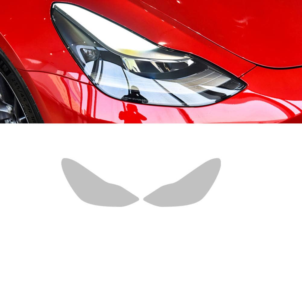 YSLR Black TPU Car Headlight & Taillight Tint Protective Film for Tesla Model 3 (2017-2021) - UV Protection, Scratch Resistant, Easy Installation - Perfect for Night Driving & Car Customization