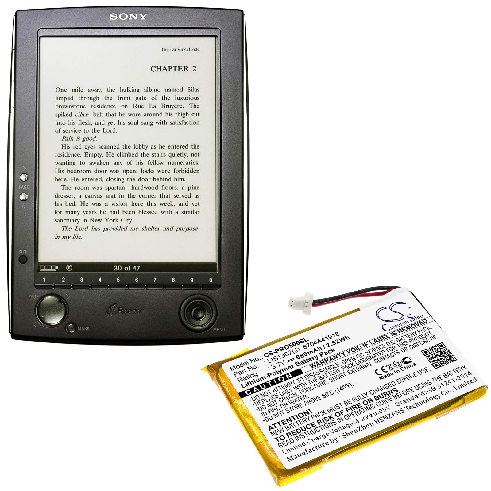 Replacement Battery for Sony 1-756-769-11, 8704A41918, LIS1382(J) - Compatible with PRS-500, PRS-500U2, PRS-505, PRS-505/LC E-Readers - Perfect for Travel, Reading & Long Battery Life