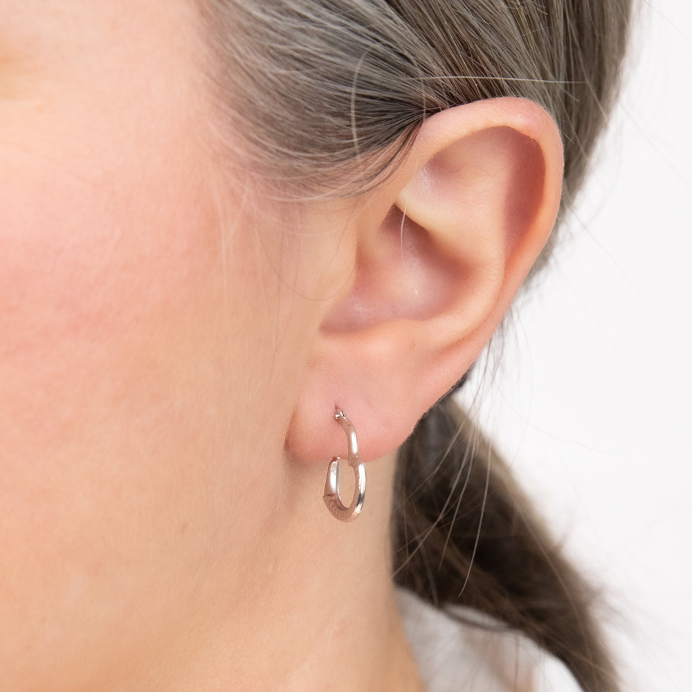 9ct White Gold Open Heart Half Patterned Creole Earrings for Women - Elegant Dangling Hoop Earrings for Date Night & Special Occasions