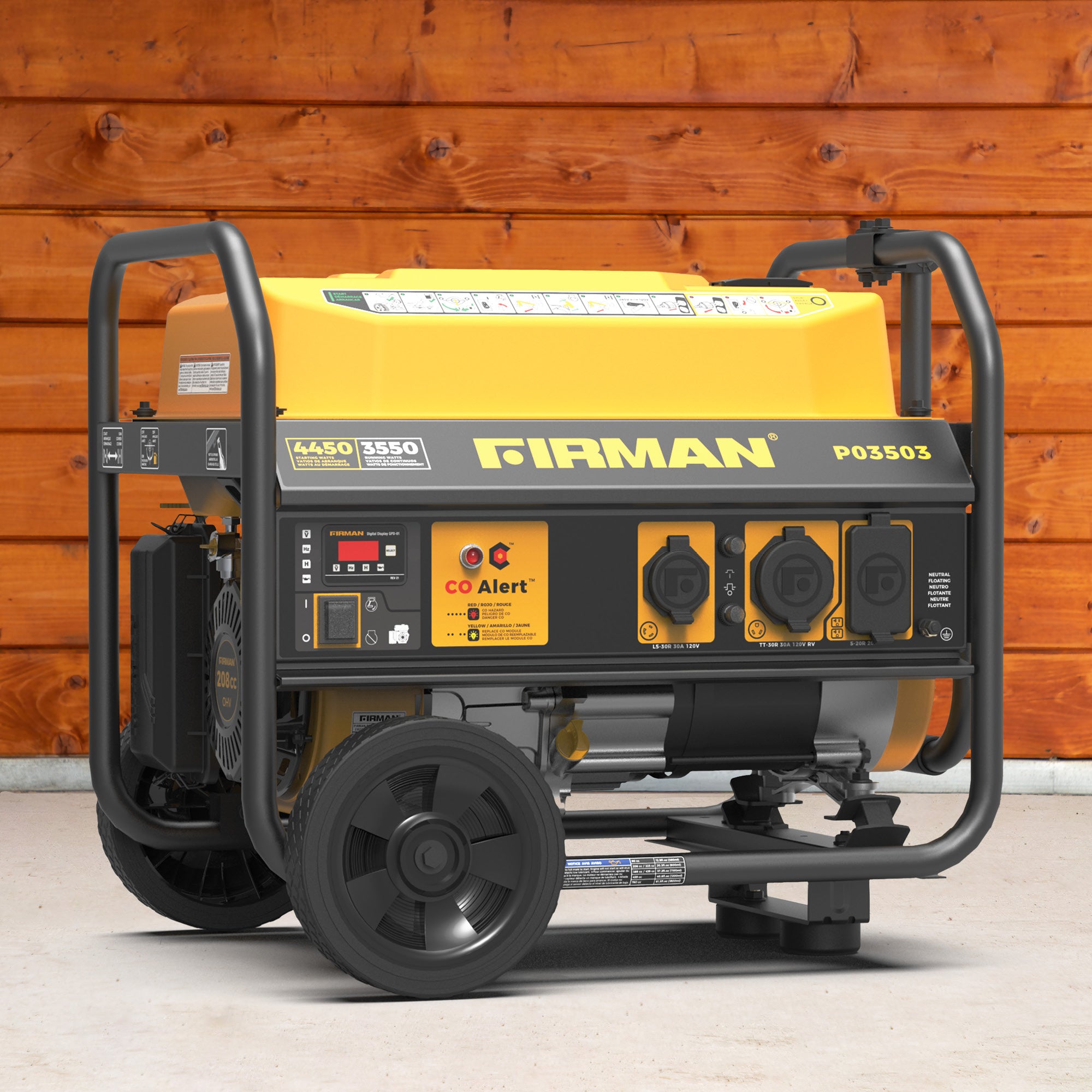 4450W Portable Gas Generator with Recoil Start & CO Alert - 120V Power for Camping, Emergencies & Outdoor Activities