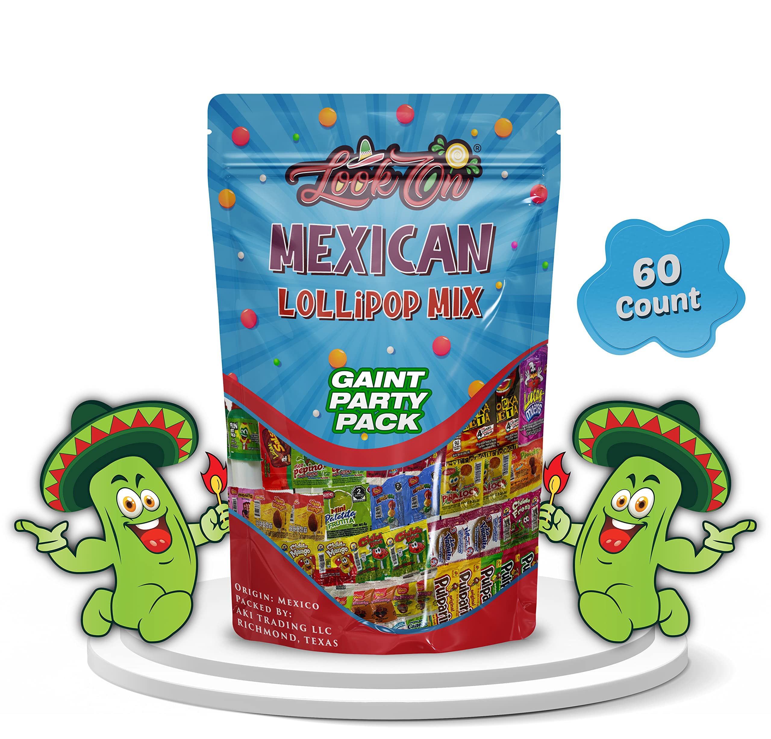 Best Mexican Candy Lollipops Variety Pack - 60 Count Sweet, Sour, Salty & Spicy Dulce Mexicanos Surtidos - Authentic Mexican Snacks for Parties, Gifts & Cinco de Mayo Celebrations