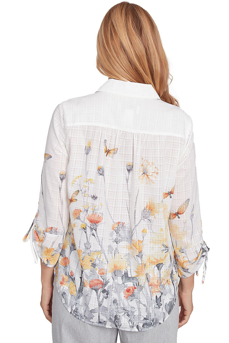 Marigold Garden Print Shirt for Women - Stylish Floral Blouse for Casual Wear, Office & Spring Outfits