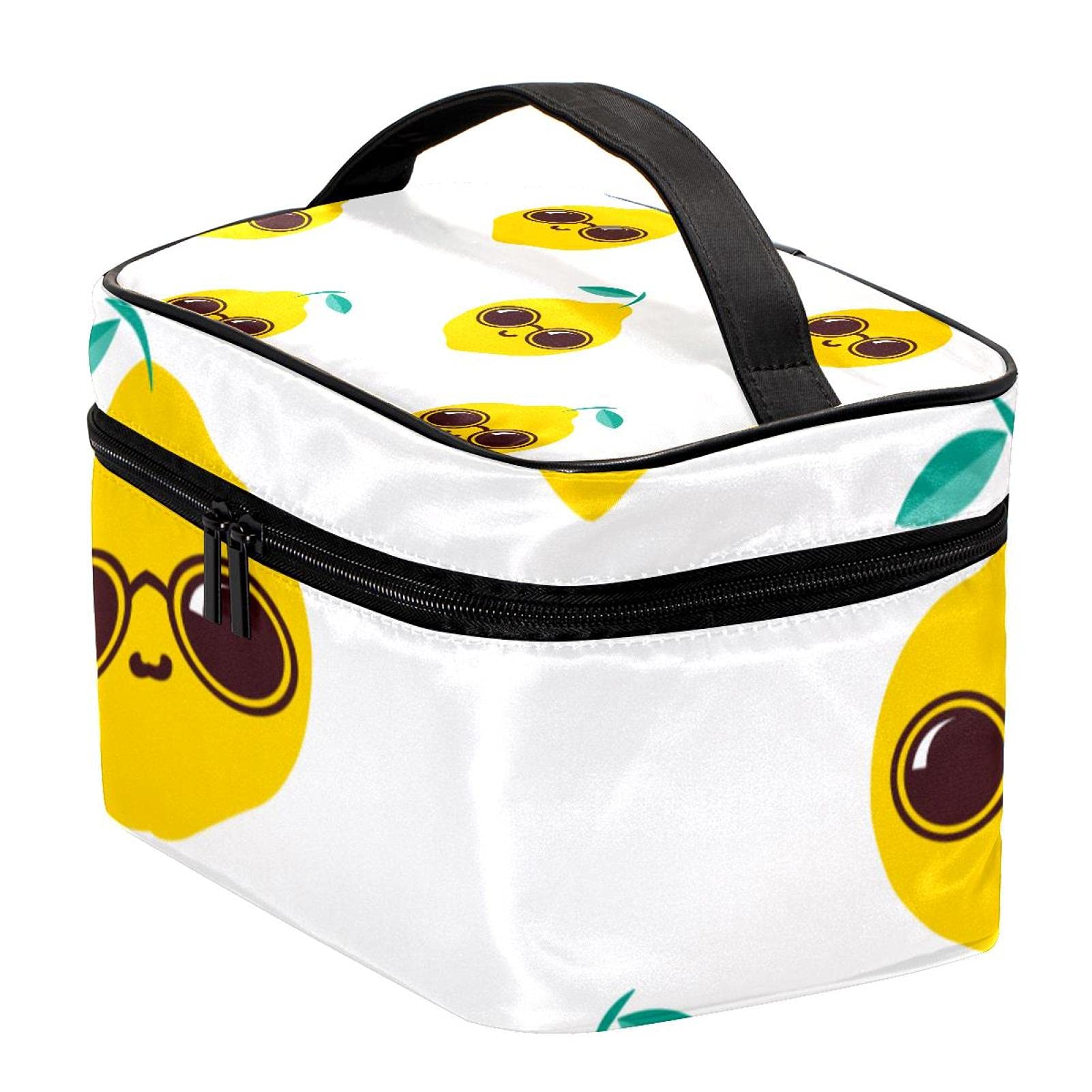 Stylish Large Lemon Print Travel Makeup Bag - Waterproof Cosmetic Organizer with Zipper for Women & Girls - Perfect for Gym, Vacation & Daily Essentials Storage