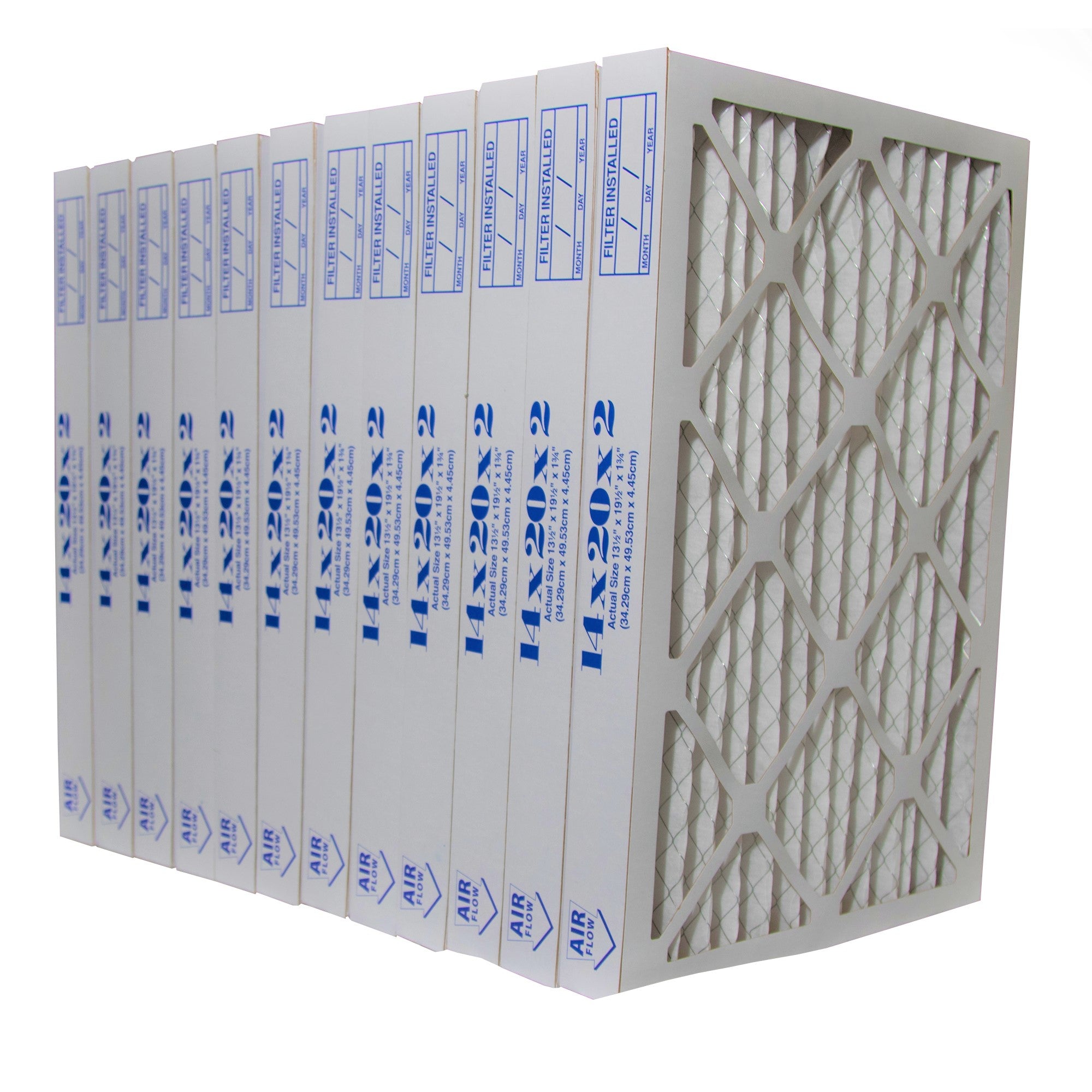 14x20x2 MERV 8 Pleated Air Filters - 12 Pack | High Efficiency Furnace Filters for Home HVAC Systems | Perfect for Allergies, Dust & Pet Dander Protection