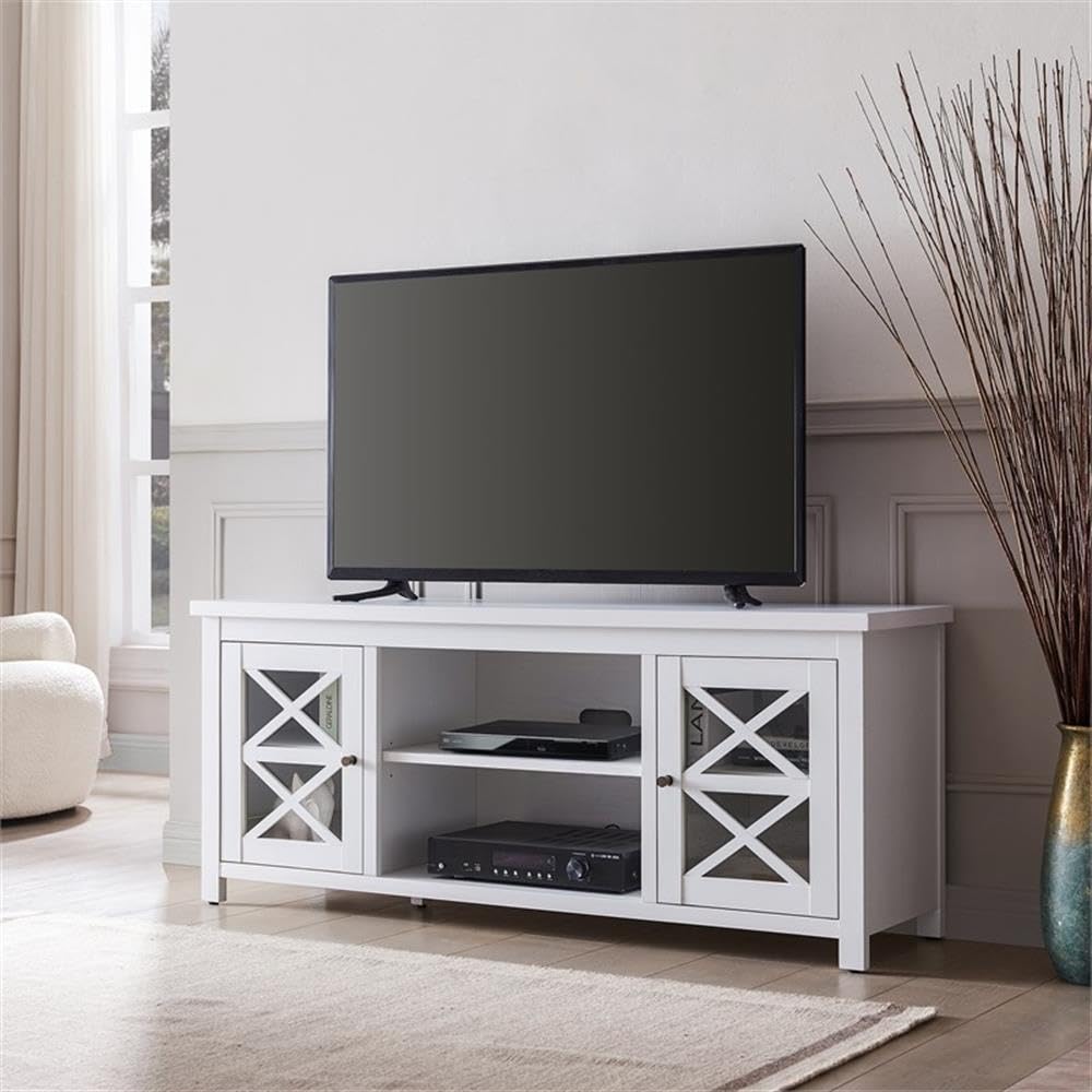 Henn&Hart 65 Inch White Rectangular TV Stand - Modern Entertainment Center for Living Room, Perfect for TVs up to 65