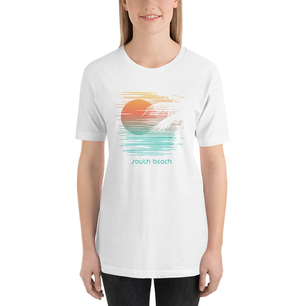 South Beach Miami Florida Vacation Souvenir Artistic Unisex T-Shirt - Comfortable Cotton Tee for Travel, Beach & Casual Wear