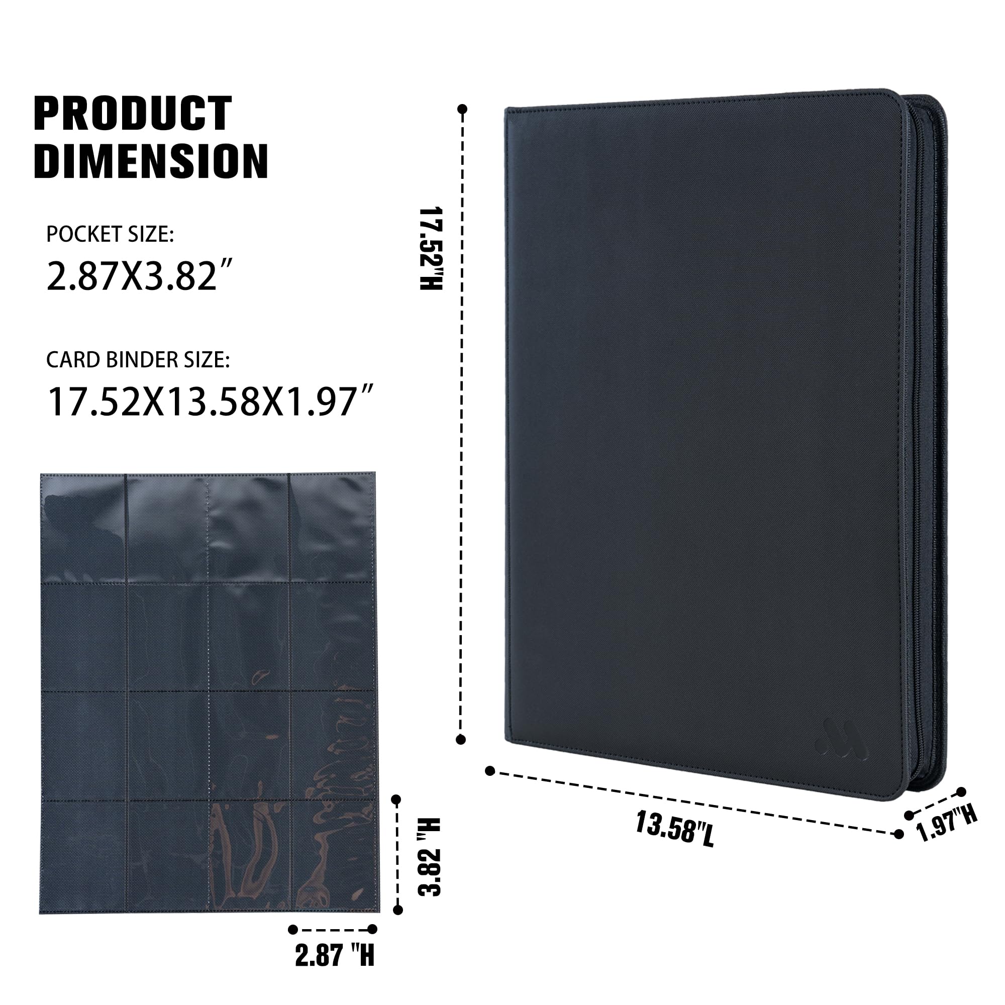 Premium 1000+ Pocket Trading Card Binder - 16 Side Loading Pockets per Page, Ringless TCG Card Album for Pokemon, MTG & Yu-Gi-Oh - Black | Perfect for Collectors, Tournaments & Card Storage