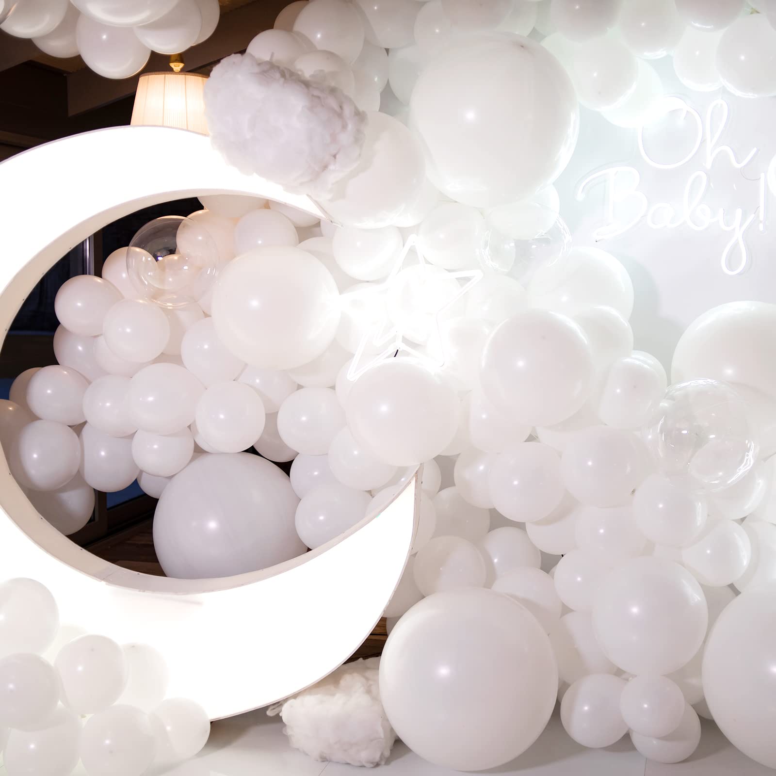 RUBFAC 116pcs White Balloons Set - 36/18/12/10/5 Inch Large Balloons for Party Decorations | Perfect for Birthday, Baby Shower, Gender Reveal & Wedding Decor | Create Stunning Balloon Garlands & Arches