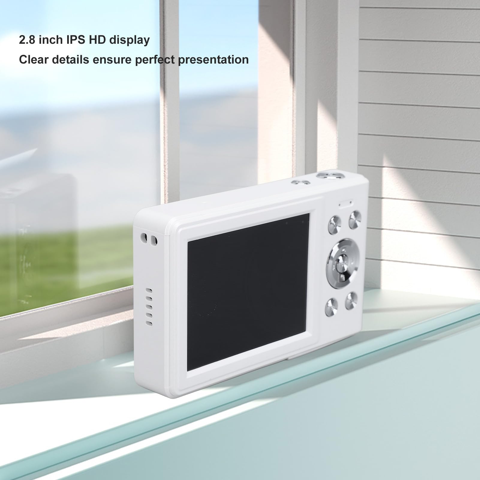 56MP Digital Camera FHD 1080P with 8X Zoom & Anti-Shake - Compact Point and Shoot Camera for Teens, Kids, Seniors & Beginners (White/Orange) - Perfect for Travel, Vlogging, Birthday Gifts & Everyday Photography