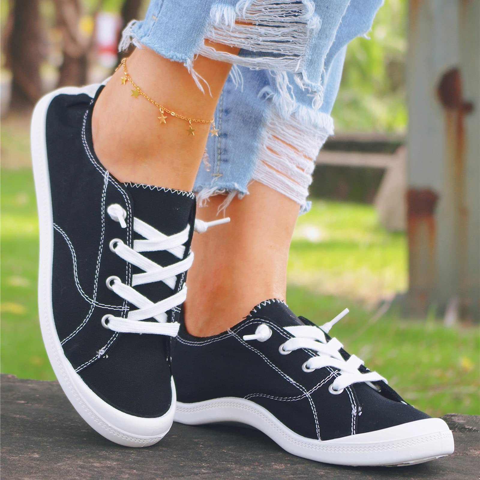 Women's Slip-On Canvas Sneakers - Comfortable Vulcanized Flat Shoes for Casual Wear, Walking & Everyday Use | Autumn Fashion Loafers for Ladies