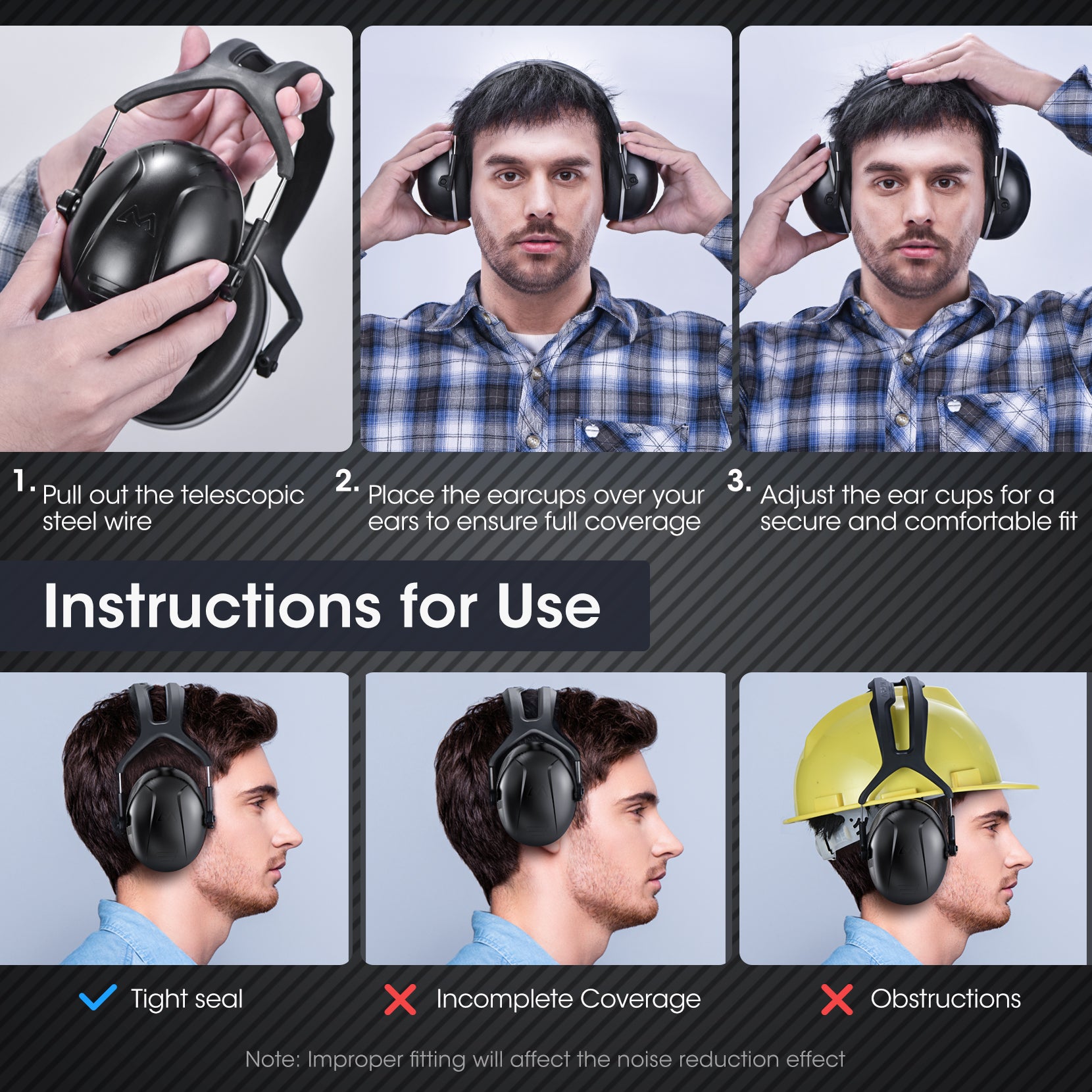 Mpow HP158A Noise Cancelling Safety Ear Muffs - Upgraded Adjustable Hearing Protection with 28dB NRR for Shooting, Construction & Industrial Work