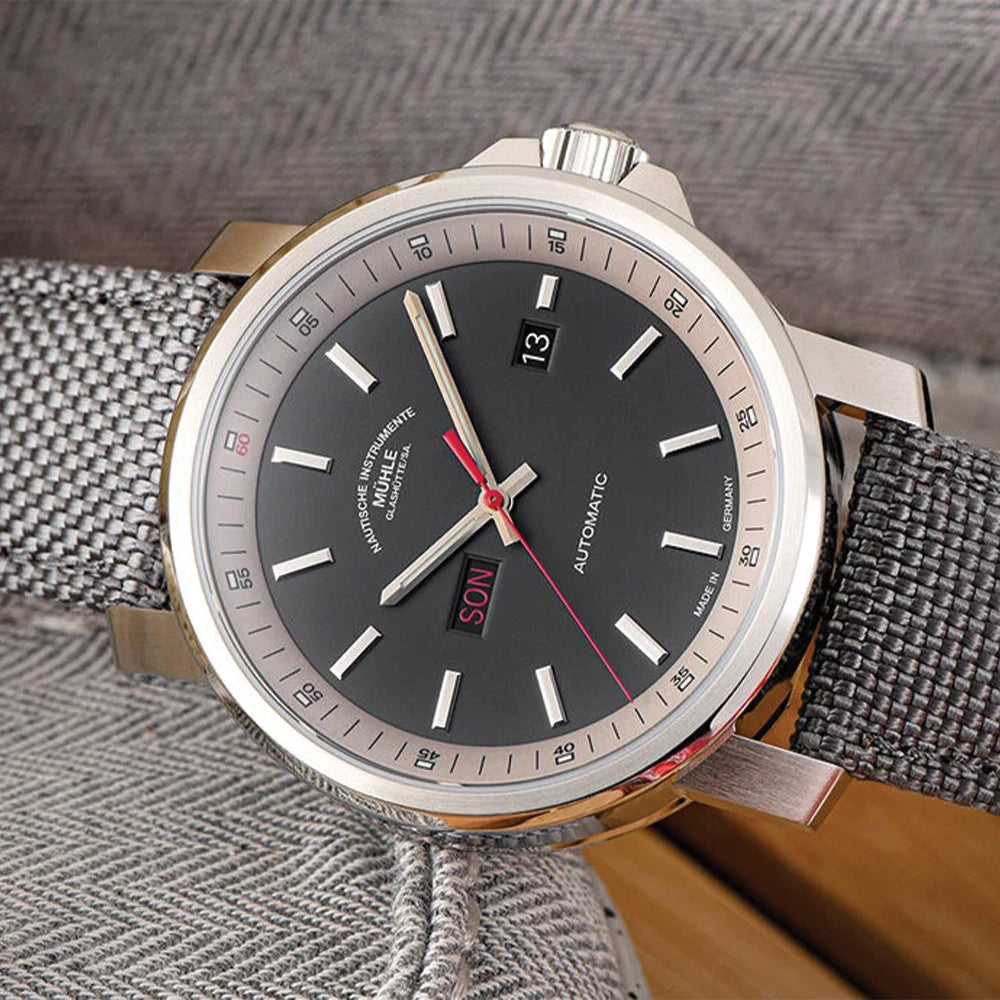 29er Big Day Date Automatic Men's Watch 42.4mm Grey Dial with Grey Canvas Strap - Perfect for Casual Wear, Outdoor Adventures & Everyday Use