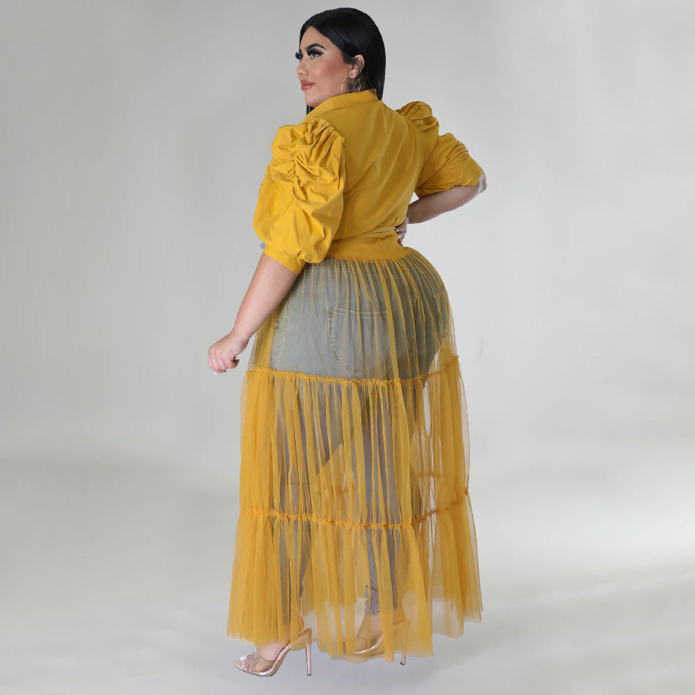 Sexy Plus Size Mesh See-Through Dress with Strap - Perfect for Night Out, Club Wear & Party Outfits