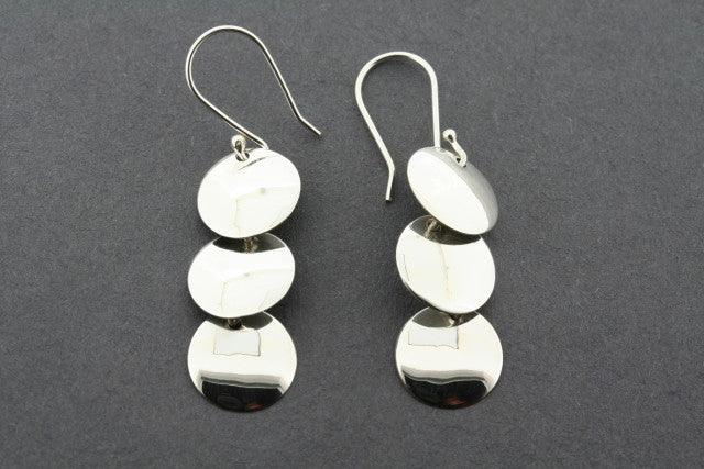 3-Pack Sterling Silver Convex Circle Drop Earrings for Women - Elegant Dangle Earrings for Party, Wedding & Everyday Wear