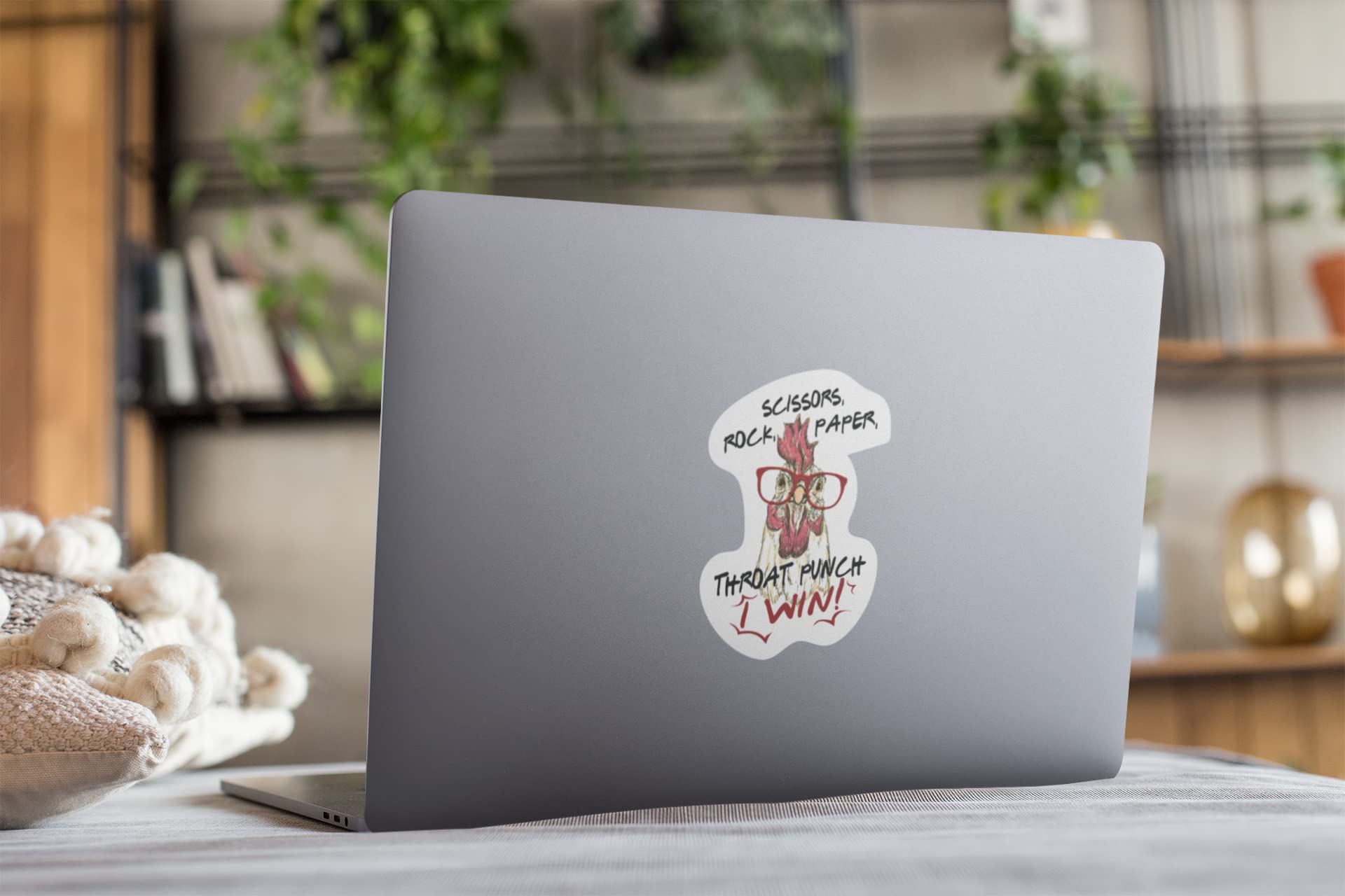 2 Pack Rock Paper Scissors Throat Punch Funny Chicken 4.5 Inch Vinyl Stickers - Durable Laminated Decals for Cars, Trucks, Bumpers & Laptops | Made in USA | Perfect for Gamer Gifts, Office Pranks & Vehicle Customization