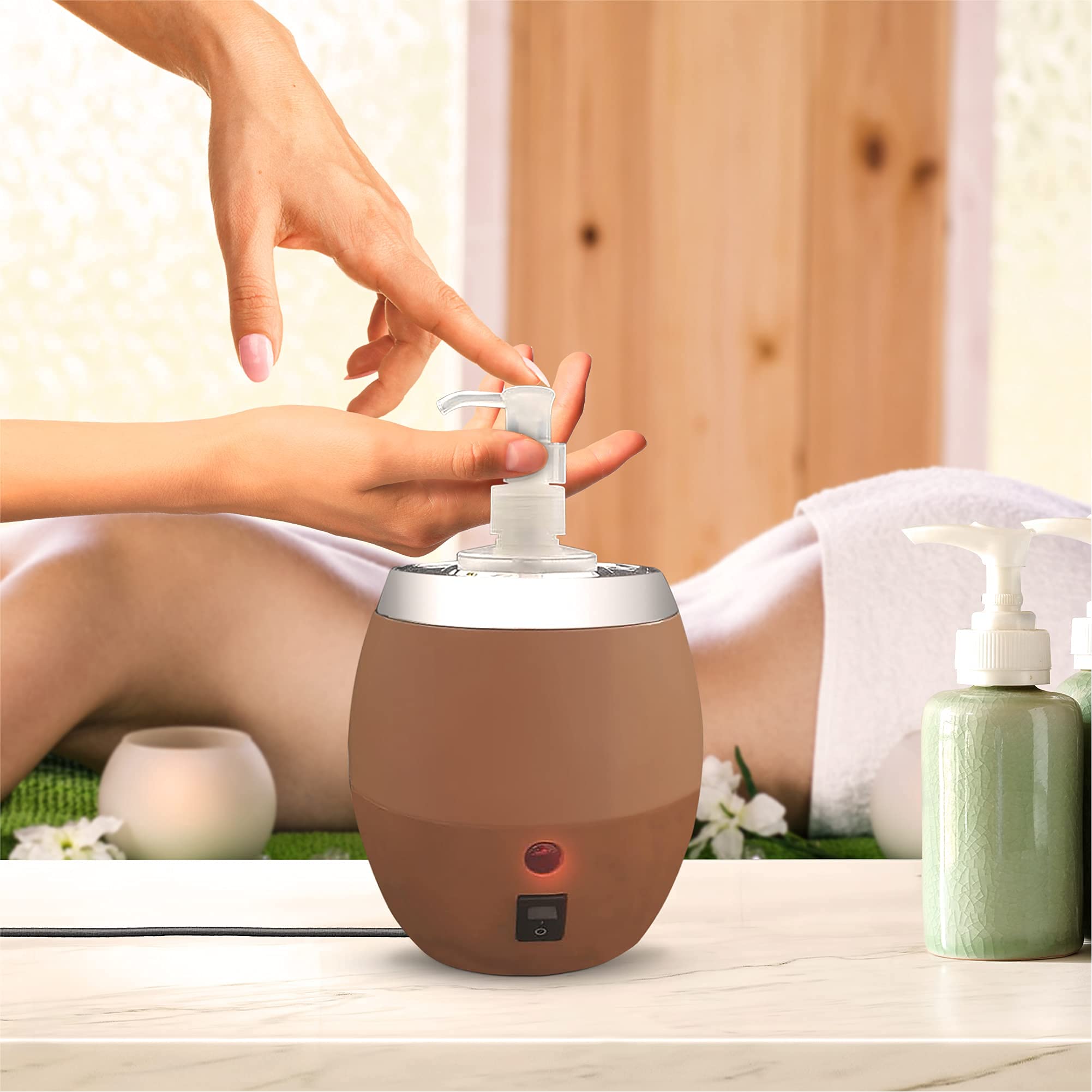 AMETHYST LAKE Electric Massage Oil Warmer Bottle - Professional Bottle Warmer Dispenser Heater for Essential Oils, Lotions & Creams - Perfect for Spa, Beauty Salon & Home Massage Therapy Treatments