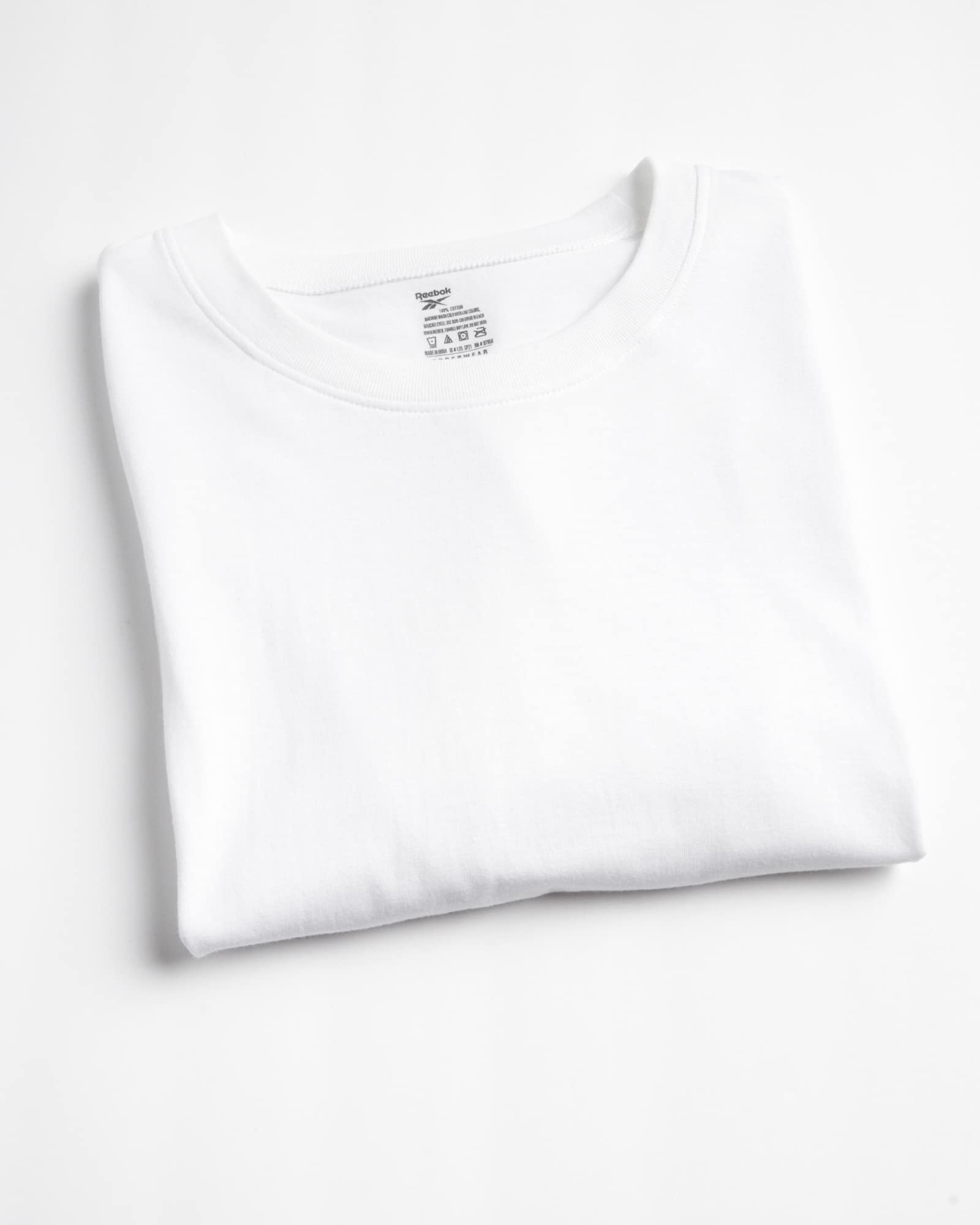 Reebok Men's 10-Pack Soft Breathable Crew Neck Undershirts - Lightweight White Cotton T-Shirts for Men (S-XL) | Perfect for Workouts, Layering & Everyday Comfort