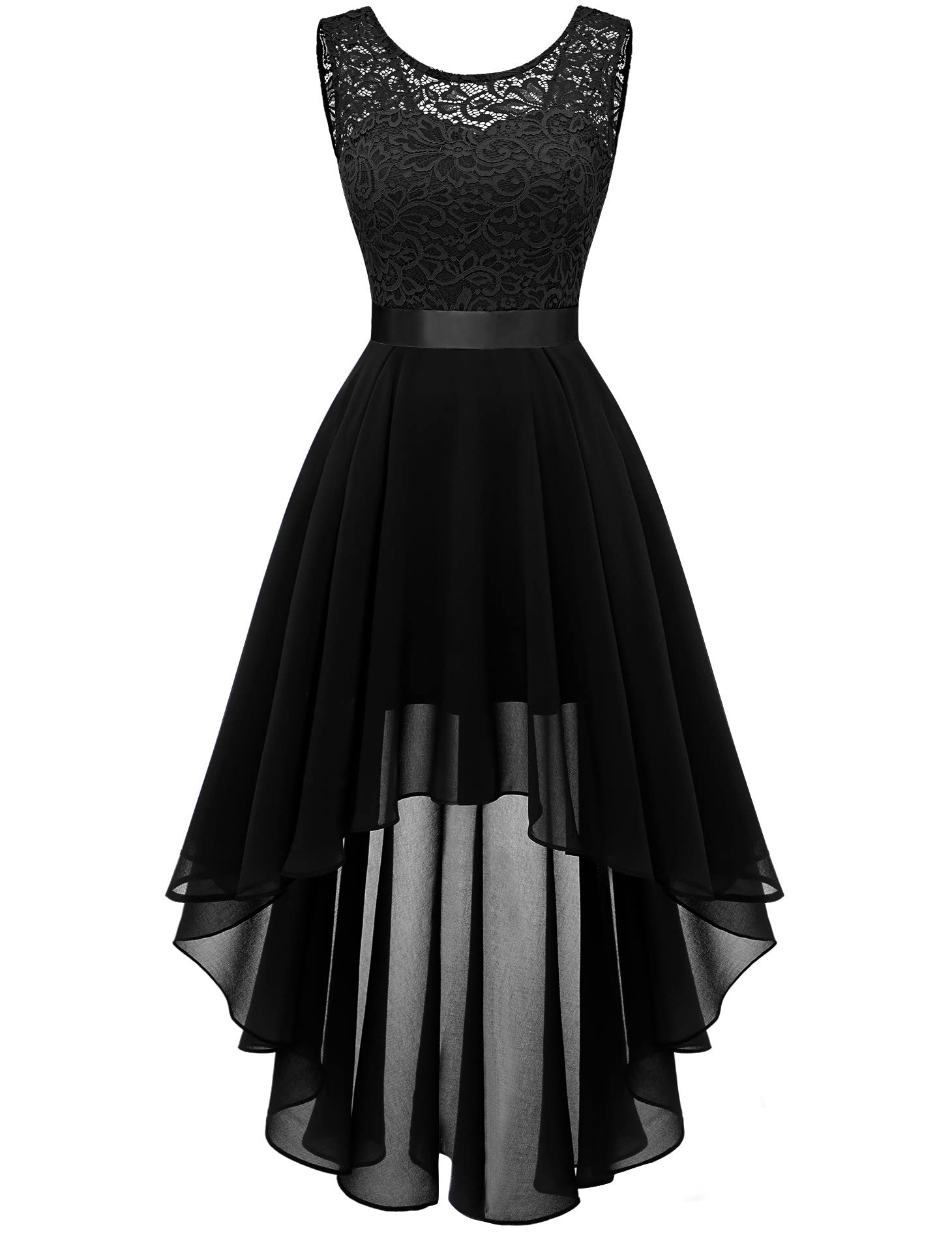 BeryLove Women's Floral Lace Chiffon Bridesmaid Dress - Elegant Hi-Lo Swing Party Gown for Weddings, Prom, and Special Occasions
