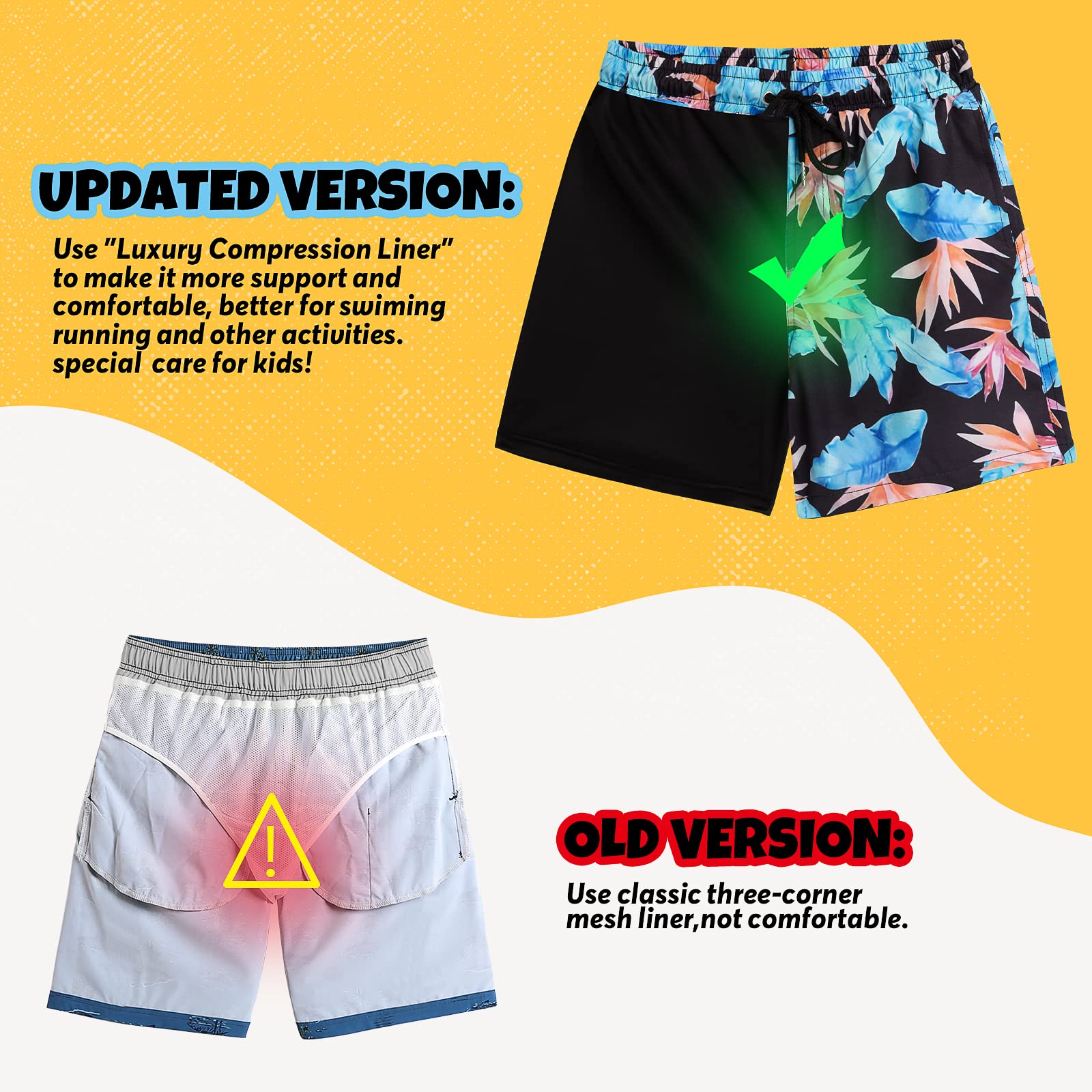 **Boys Quick Dry Swim Trunks with Boxer Brief Liner - UPF 50+ Sun Protection, Comfortable Bathing Suit for Beach, Pool & Water Sports**