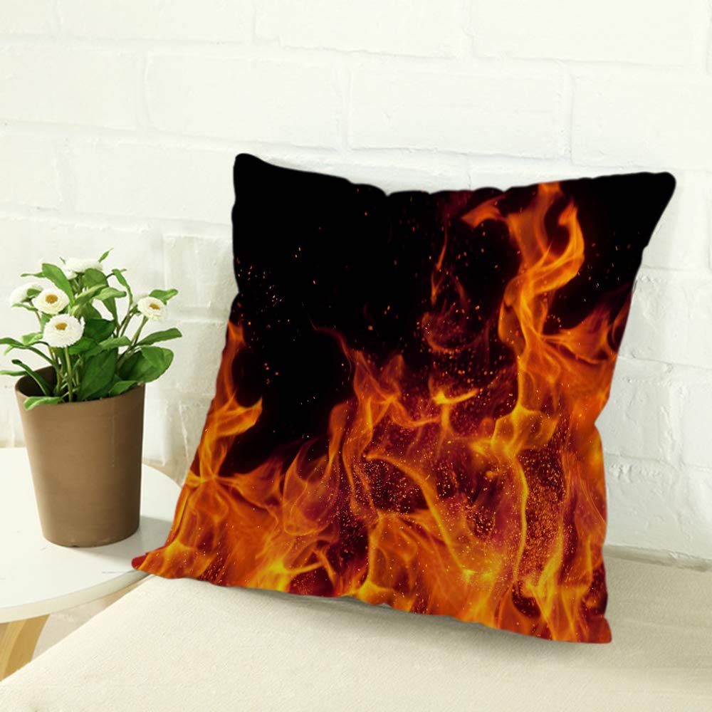 Premium Cotton Linen Pillow Covers 18x18 Inches - Breathable & Stylish Flame Throw Design for Sofa, Couch, Bedroom Decor - Perfect for Living Room, Bedroom & Home Styling