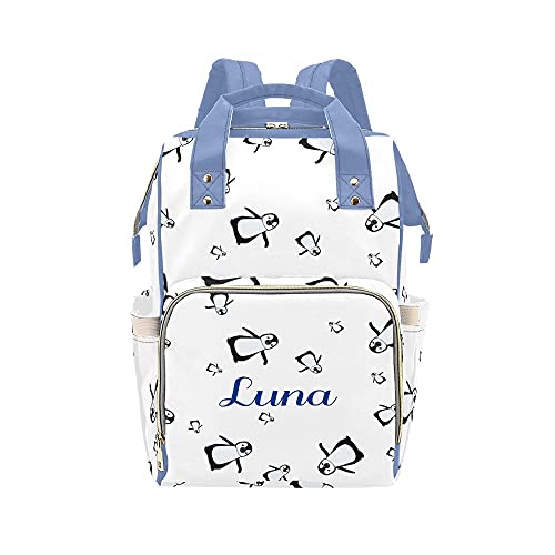 Waterproof Penguin Diaper Backpack for Moms - Cute Nursing Baby Bag with Name Tag, Large Tote Organizer for Newborn Essentials | Perfect Baby Shower Gift & Travel Companion for Women
