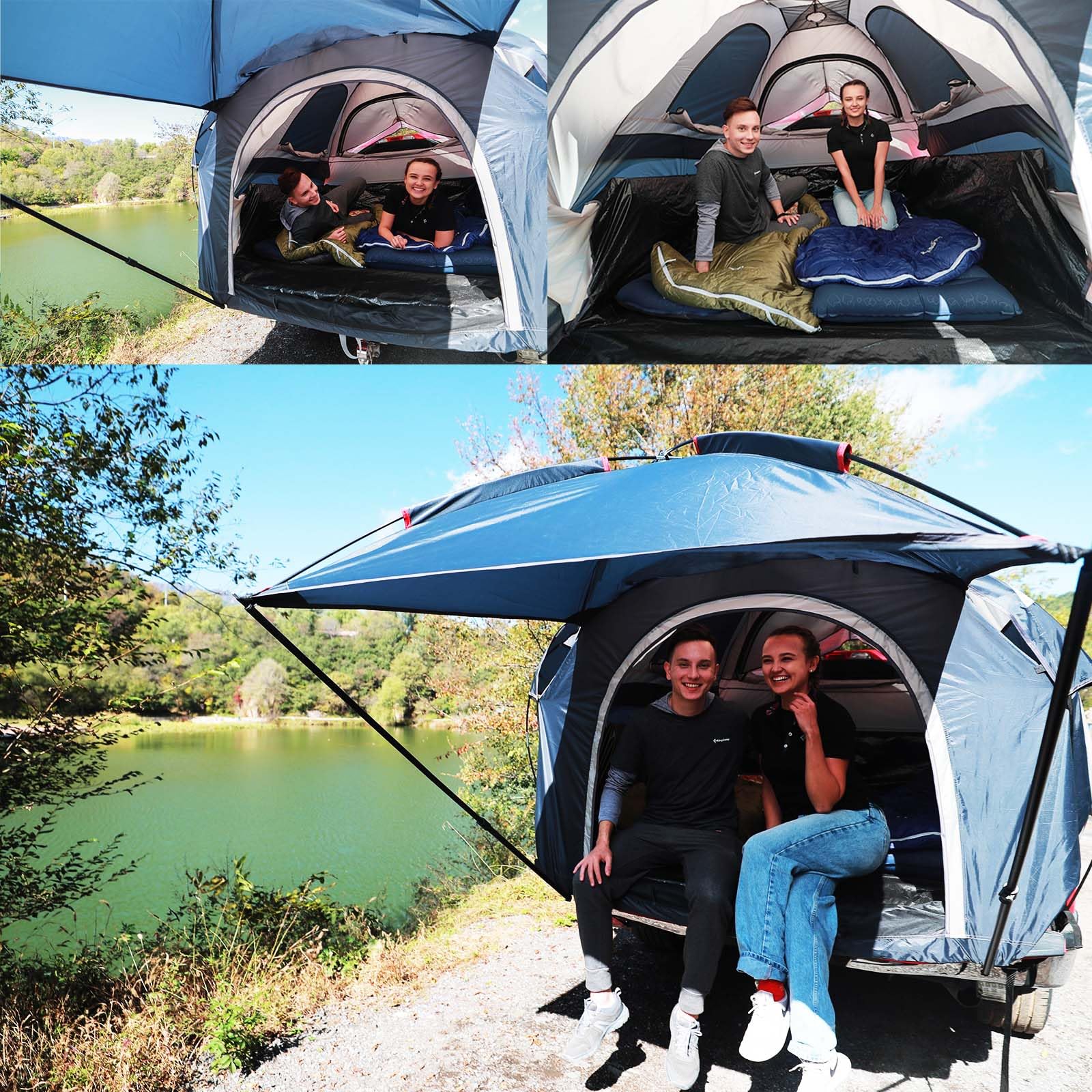 KingCamp 6.5 Foot Truck Bed Tent - Waterproof 2 Person Camping Tent for Pickup Trucks | Portable Outdoor Shelter with Removable 4'x4' Sun Awning | Perfect for Road Trips, Camping Adventures & Tailgating Parties