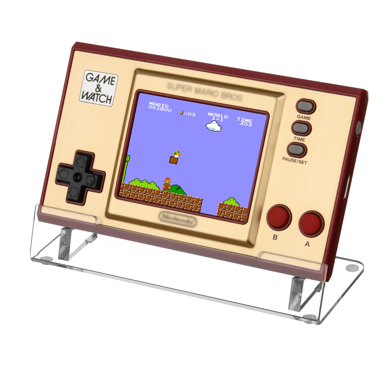 Clear Acrylic Display Stand for Nintendo New Game & Watch Handheld Console - Durable Holder for Showcasing and Protecting Your Portable Gaming Device at Home or Office