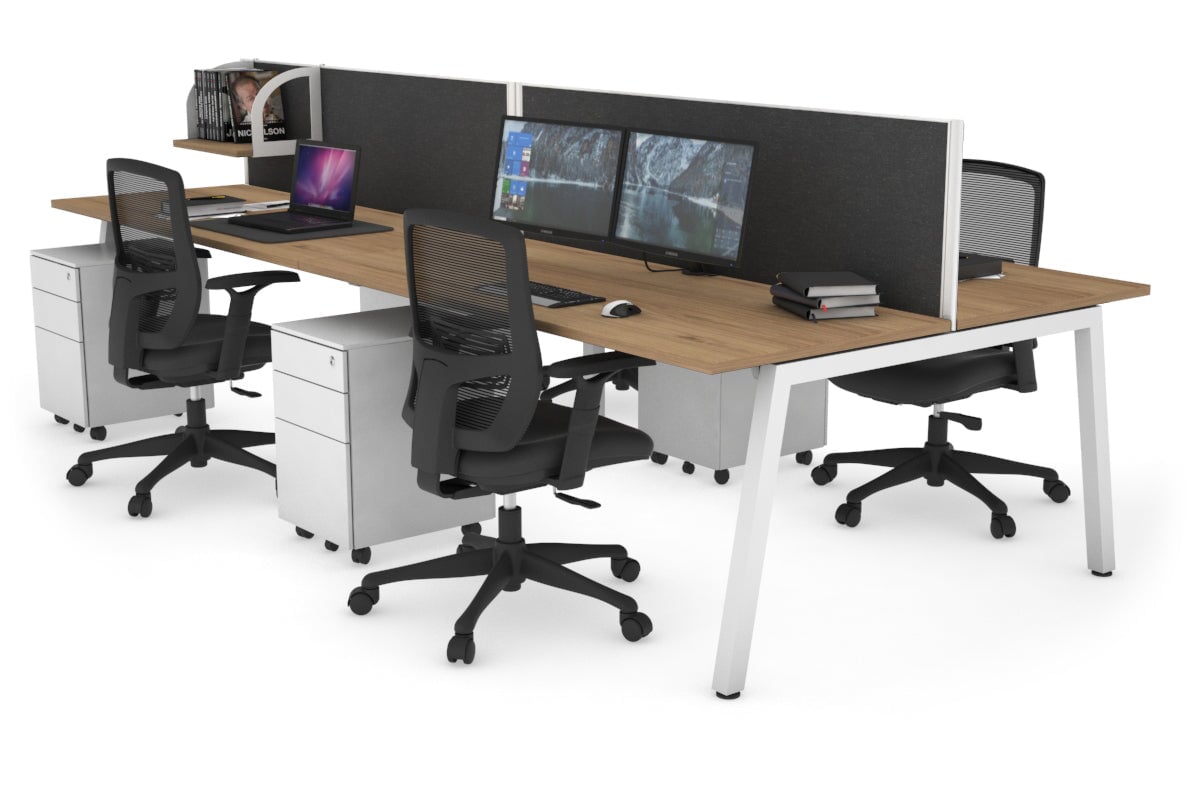 Quadro 4-Person Office Workstation Desk - 1400L x 700W Dimensions - Perfect for Team Collaboration, Open Office Spaces & Coworking Environments