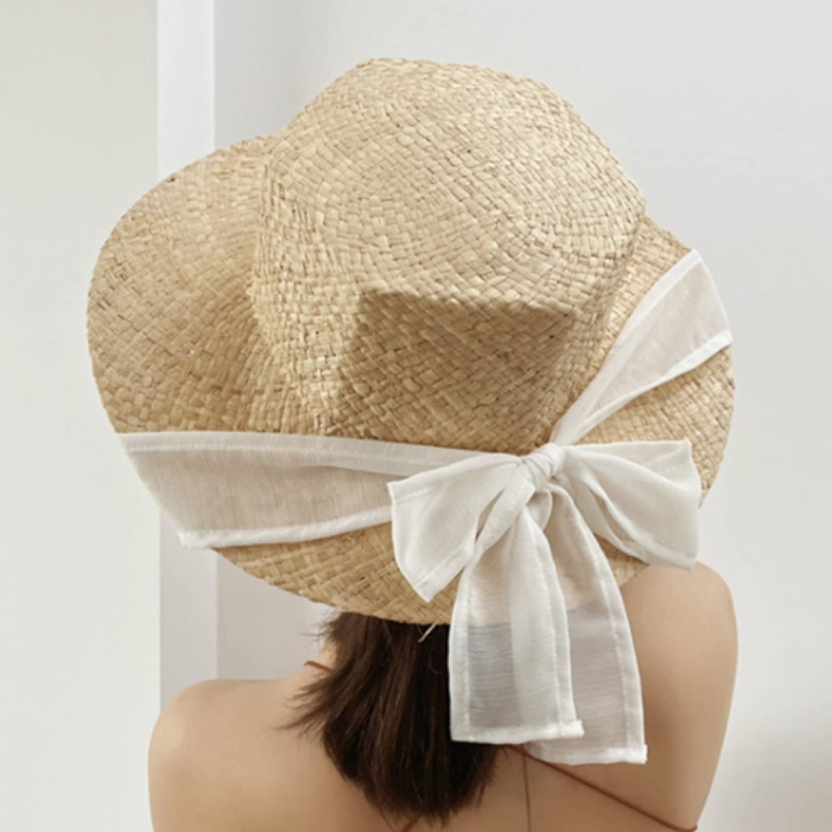 Handmade Women's Straw Sun Hat - Wide Brim Natural Raffia Beach Hat for Women - UV Protection Summer Sun Hat for Vacation, Travel, and Outdoor Activities