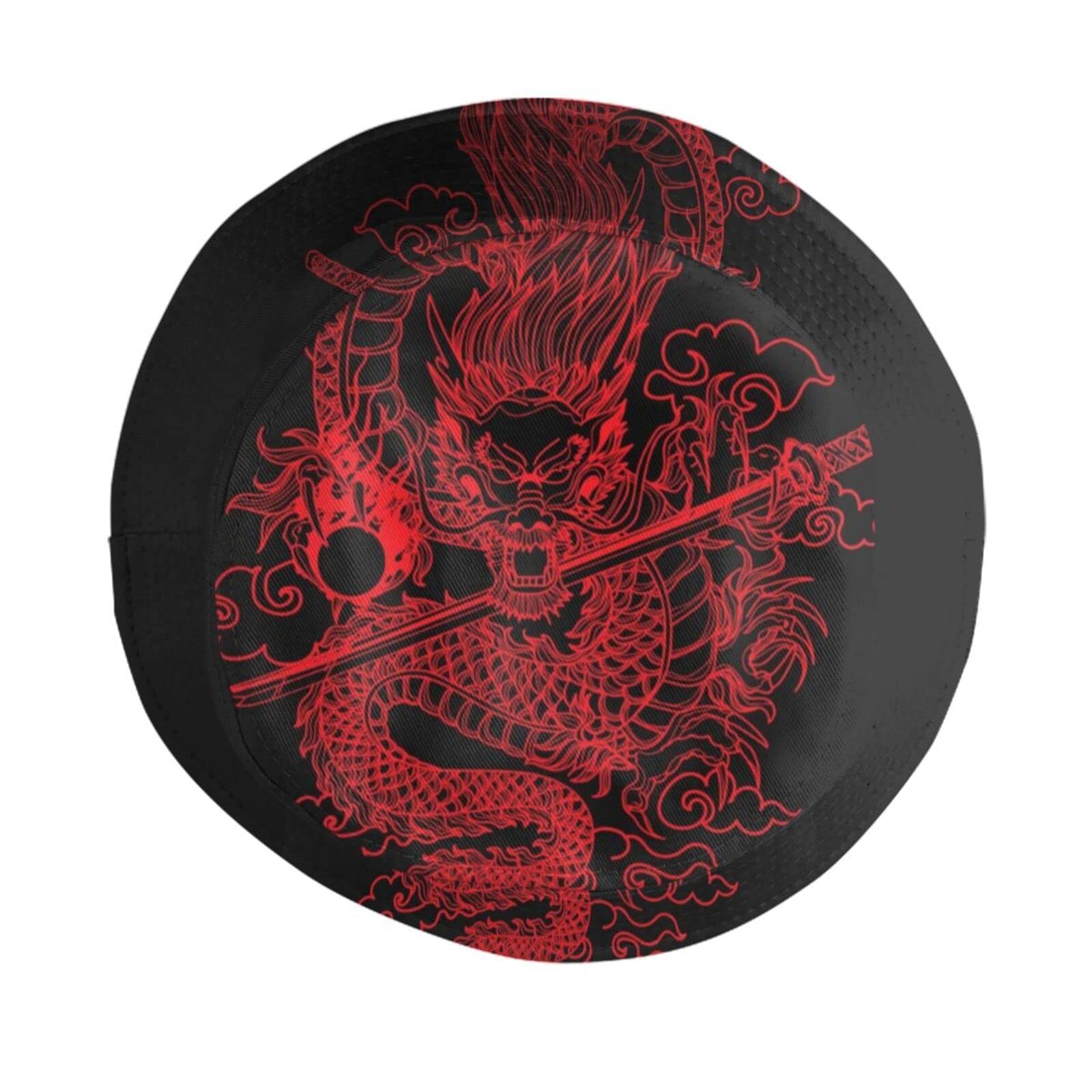 Chinese Dragon Bucket Hats for Women & Men - Summer Wide Brim Sun Hat for Beach, Travel, Outdoor Adventures - Stylish Fisherman Cap with Dragon Design for Sun Protection & Fashion