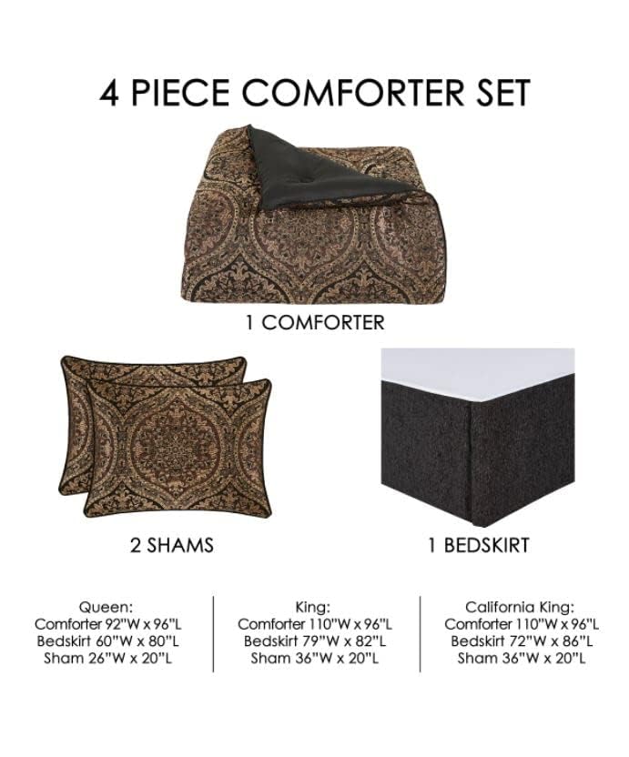 Jeremy Queen 4-Piece Comforter Set in Chocolate Brown - 92x96 Inches - Soft Bedding Set for Cozy Bedroom Decor | Perfect for Master Bedroom, Guest Room & Dorm