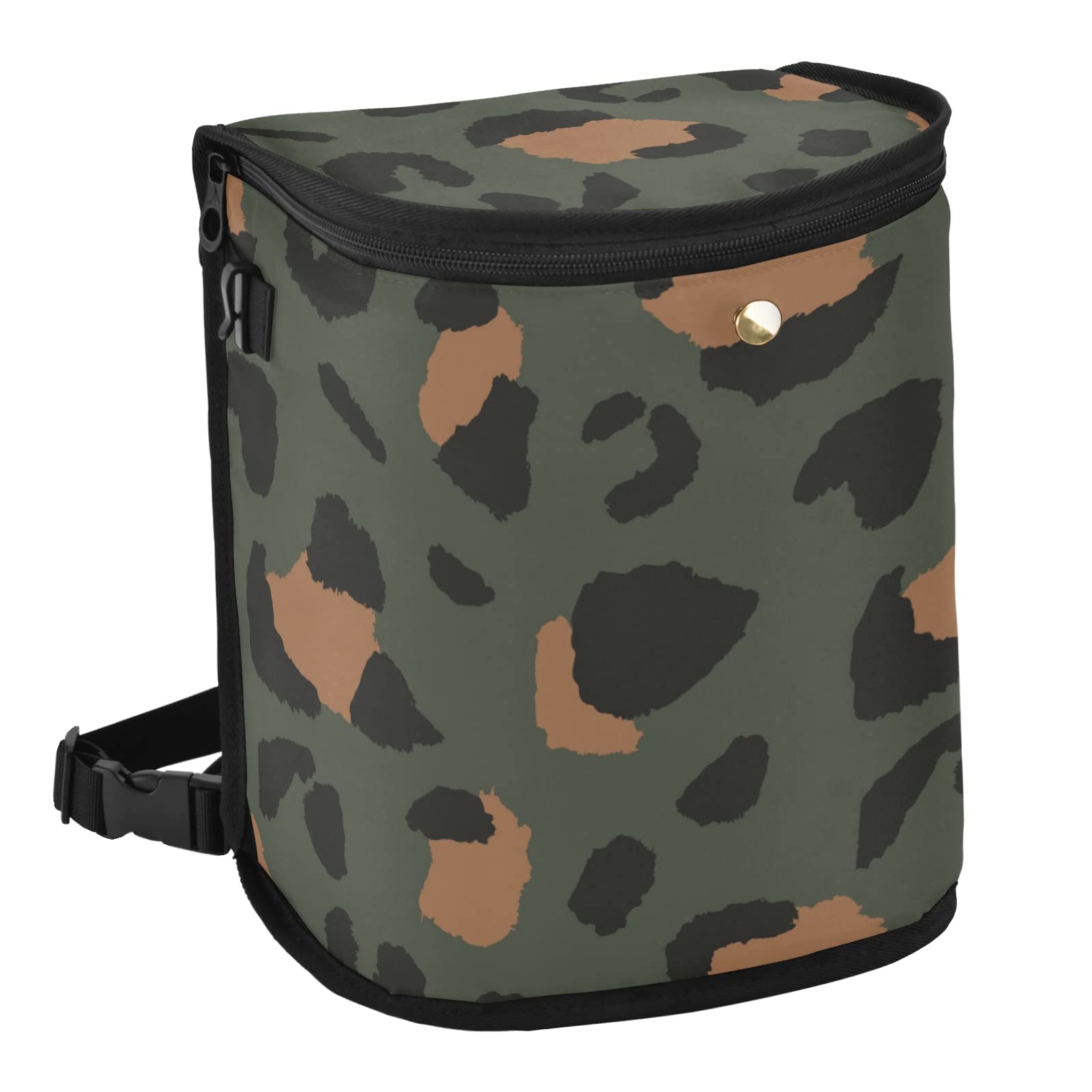 Leak Proof Car Trash Can with Aluminum Lining - Waterproof Hanging Car Garbage Bin, Multipurpose Vehicle Organizer Storage Bag for Waste Disposal - Perfect for Road Trips, Commuting & Family Travel (Leopard Print)