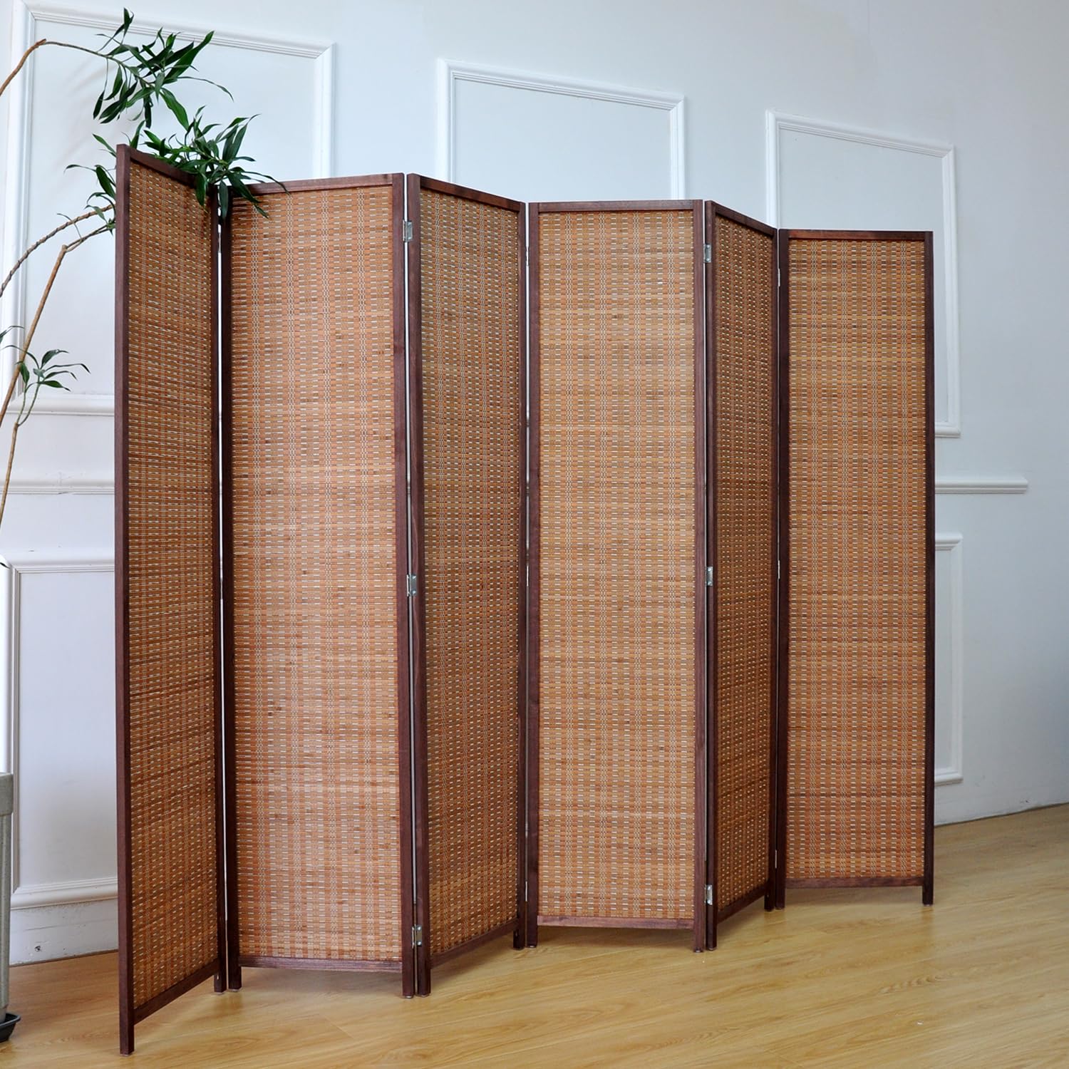 6 Panel Bamboo Room Divider Folding Screen - 67