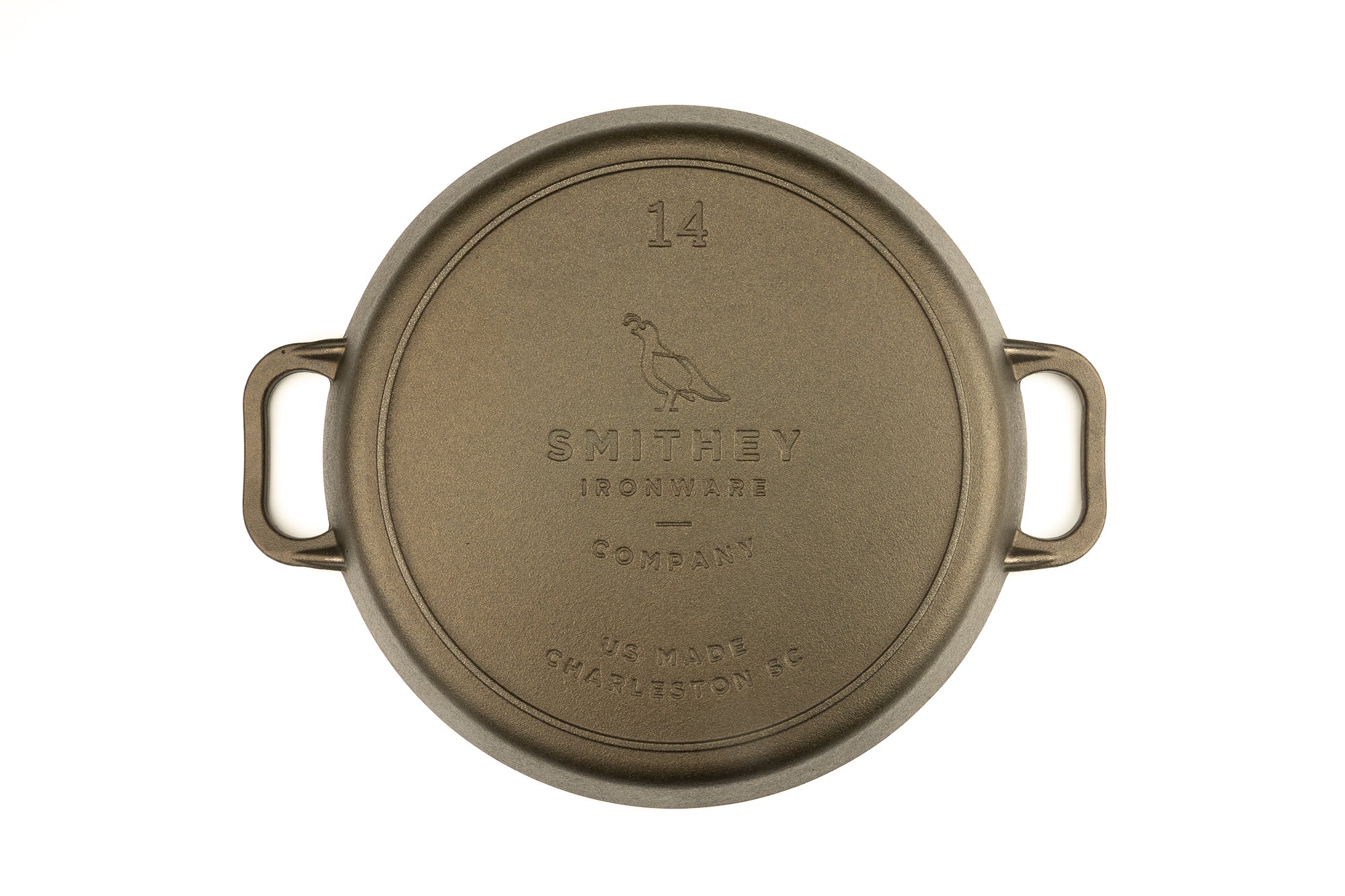 Smithey No. 14 Cast Iron Dual Handle Skillet - Premium Carbon Steel Cookware for Professional Chefs & Home Cooking - Perfect for Searing, Frying & Oven Use