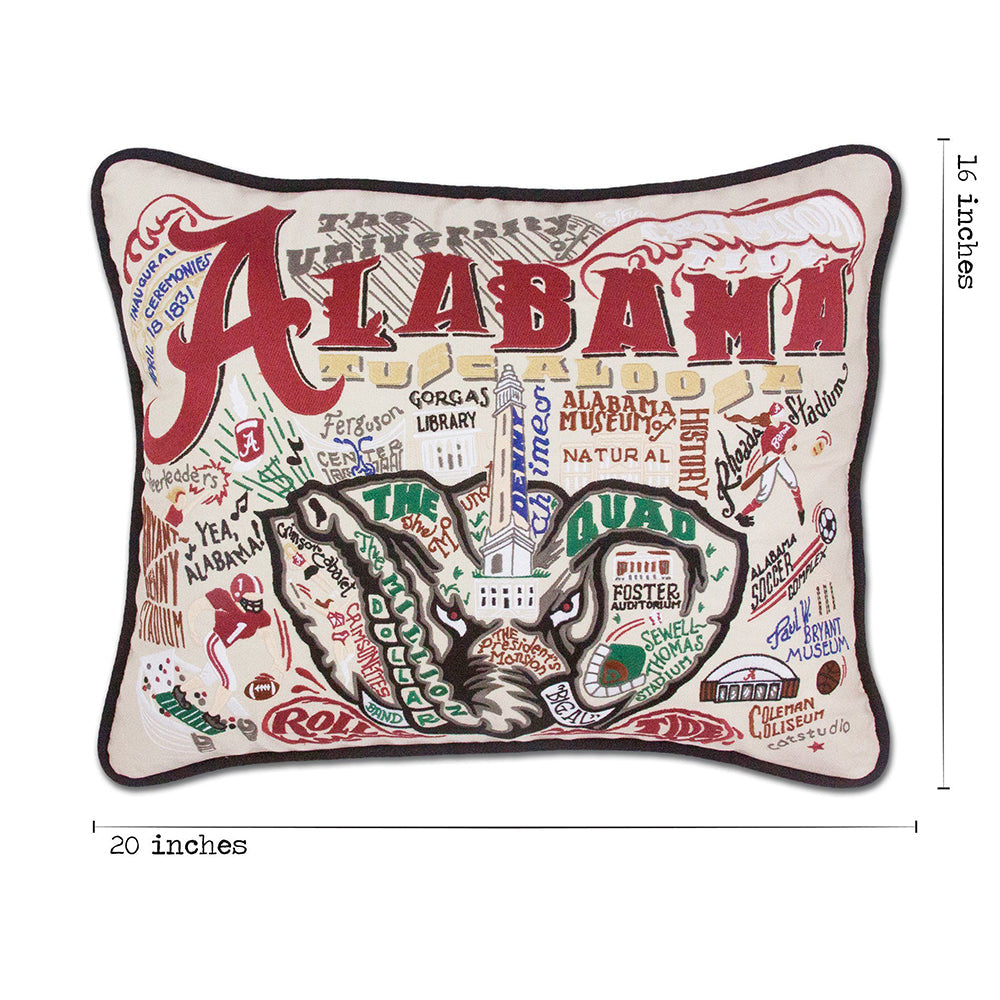 University of Alabama Collegiate Hand Embroidered Throw Pillow - Perfect for Dorm Decor, Game Day & Alumni Gifts