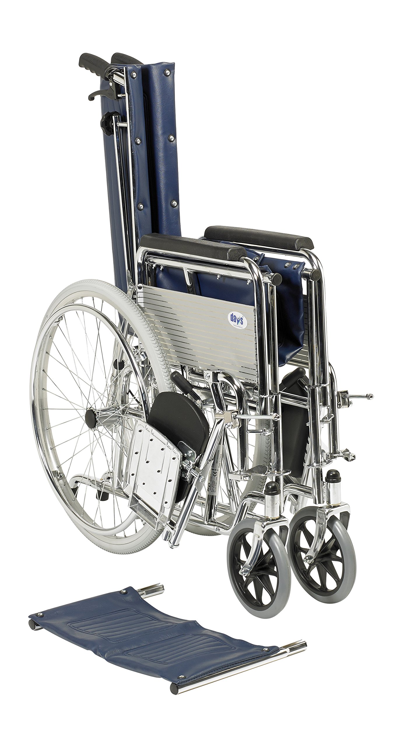 Days Fully Reclining Wheelchair for Adults - Lightweight Portable Mobility Chair with Adjustable Backrest - Ideal for Home, Hospital, and Travel Use