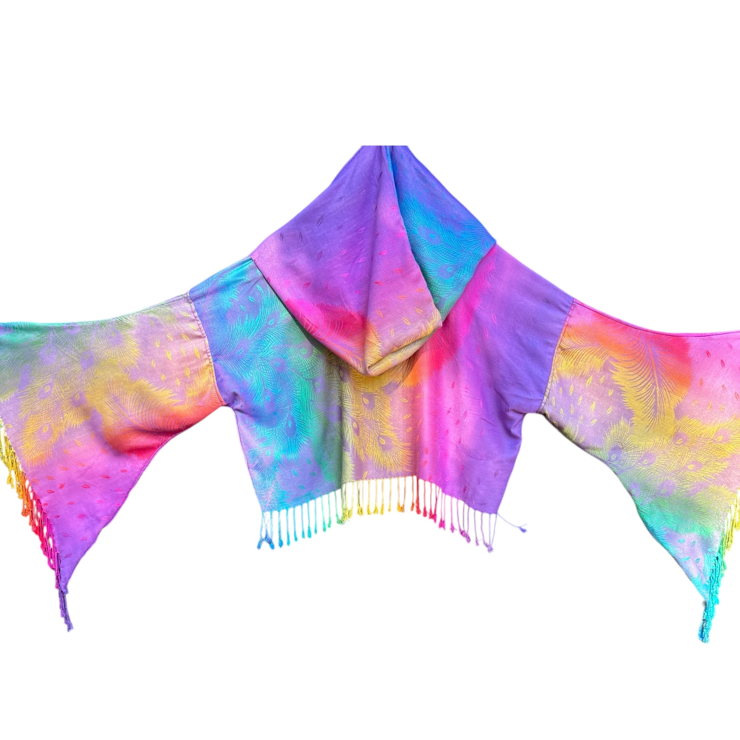 Butterfly Bell Pashmina Shawl Wrap - Purple Peacock Print Elegant Scarf for Women, Perfect for Parties, Weddings, and Evening Outings