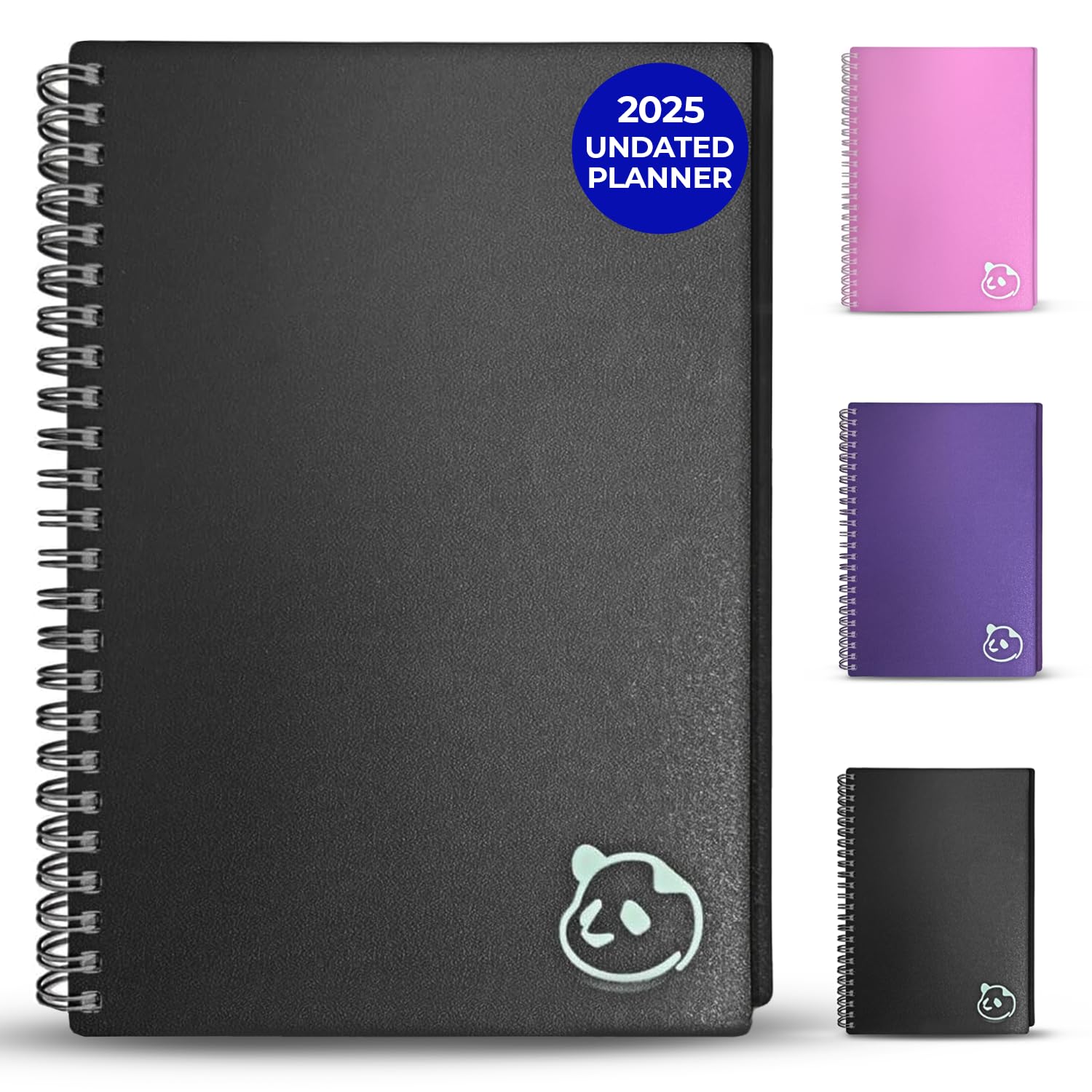 Panda Planner 2025 Undated Weekly Planner - Spiral Bound 5.75” x 8.25” To-Do List Notebook with Habit Tracker | 52 Weeks Calendar for Productivity | Perfect for Home, School, Office & Daily Planning | Black
