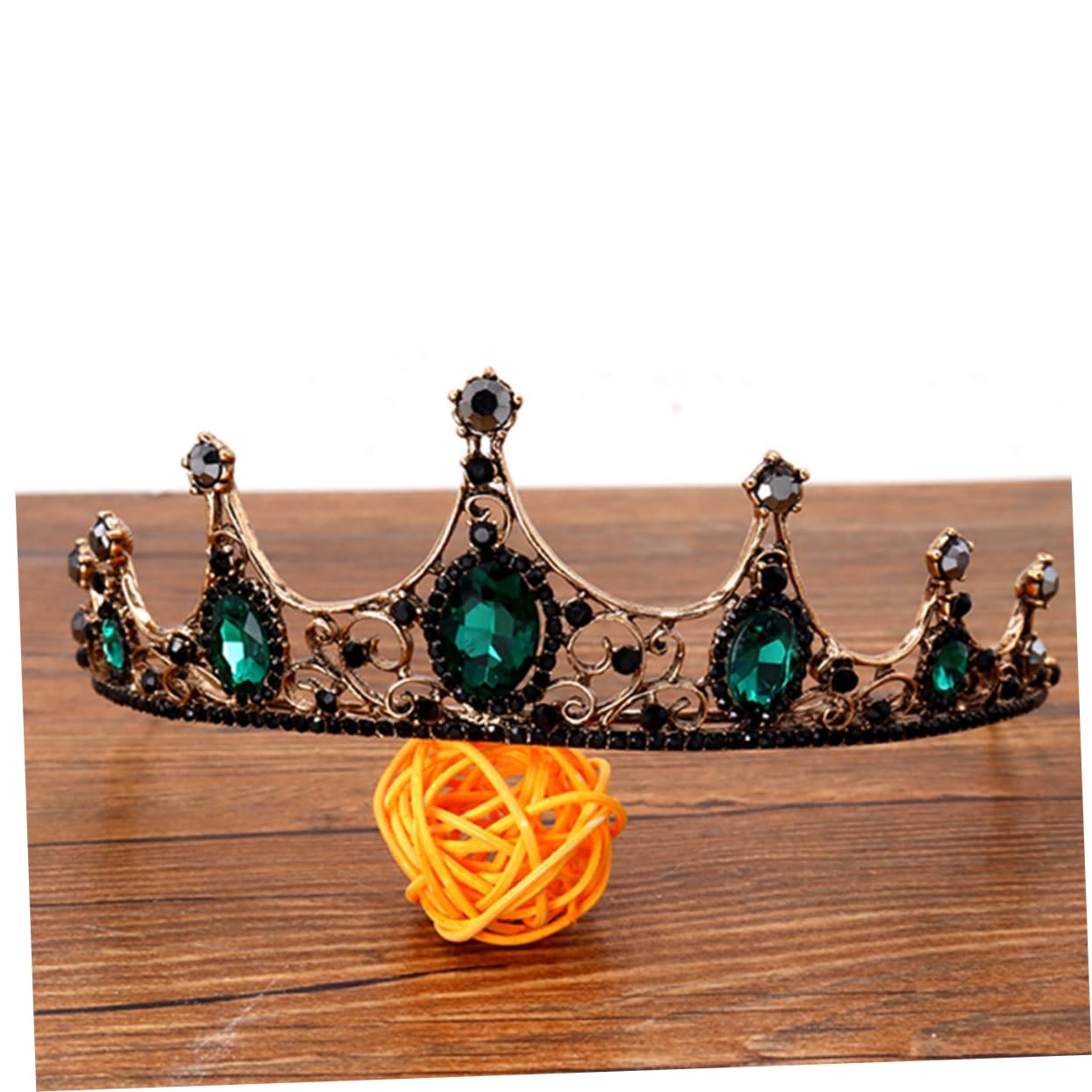 FOMIYES Bridal Tiara Headpiece for Women - Baroque Style Wedding Crown with Green Stones - Perfect for Brides, Misses, and Special Occasions