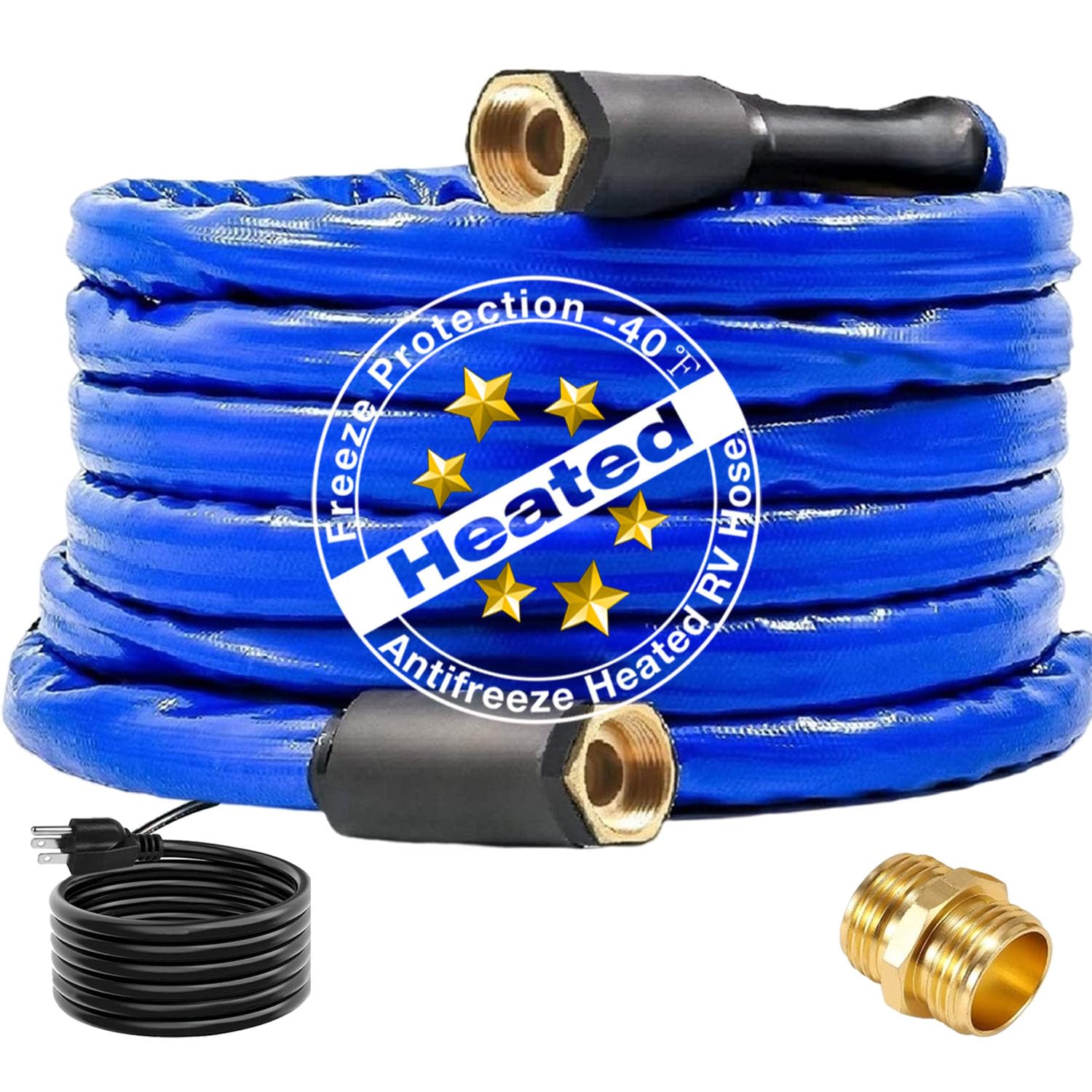 25 ft Heated Water Hose for RV & Camper - Insulated Freeze Protection Down to -45°F, 1/2
