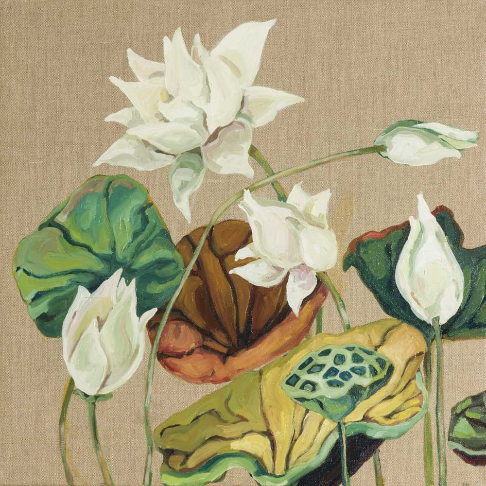 Lotus Flowers Triptych Wall Art - Handmade Canvas Painting for Home Decor, Office & Meditation Spaces