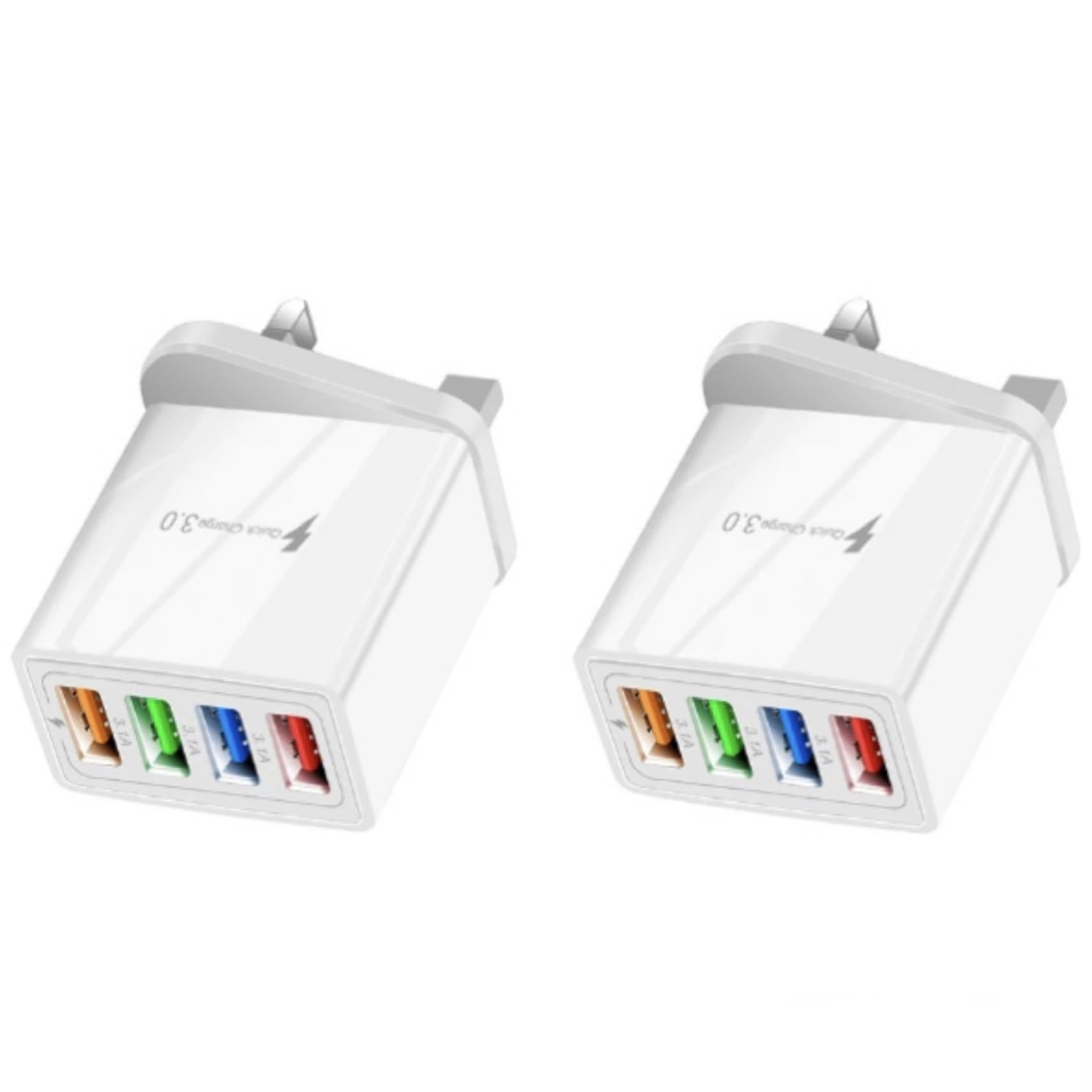 ORCO 2 Pack 25W Fast Charger with Quick Charge 3.0 - 4-Port USB Wall Charger Adapter for iPhone, Samsung, iPad, Smartphones & Tablets - Perfect for Home, Office & Travel (White)