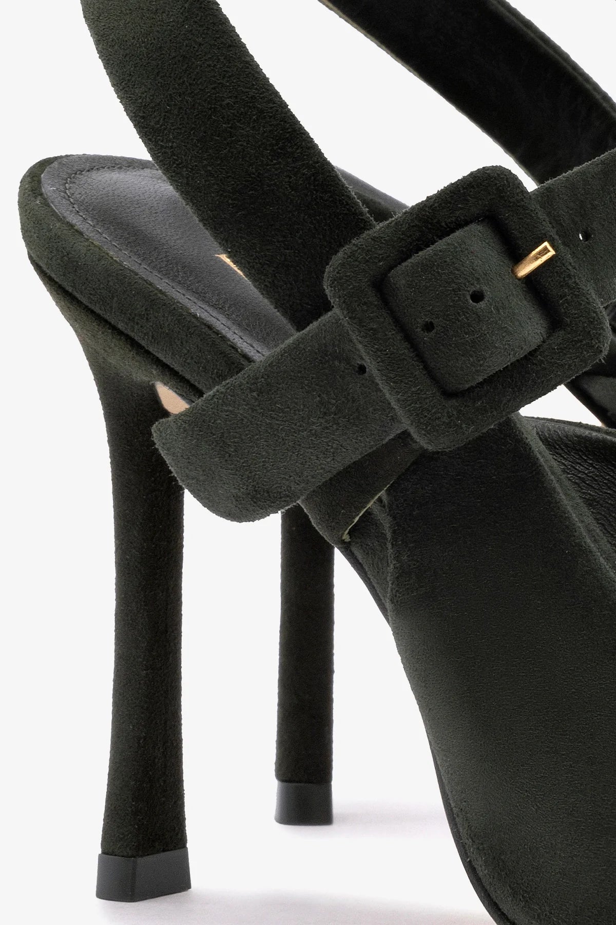 Larroudé Deena Suede Pumps for Women - Deep Olivine Green Heels | Perfect for Office, Parties & Evening Events