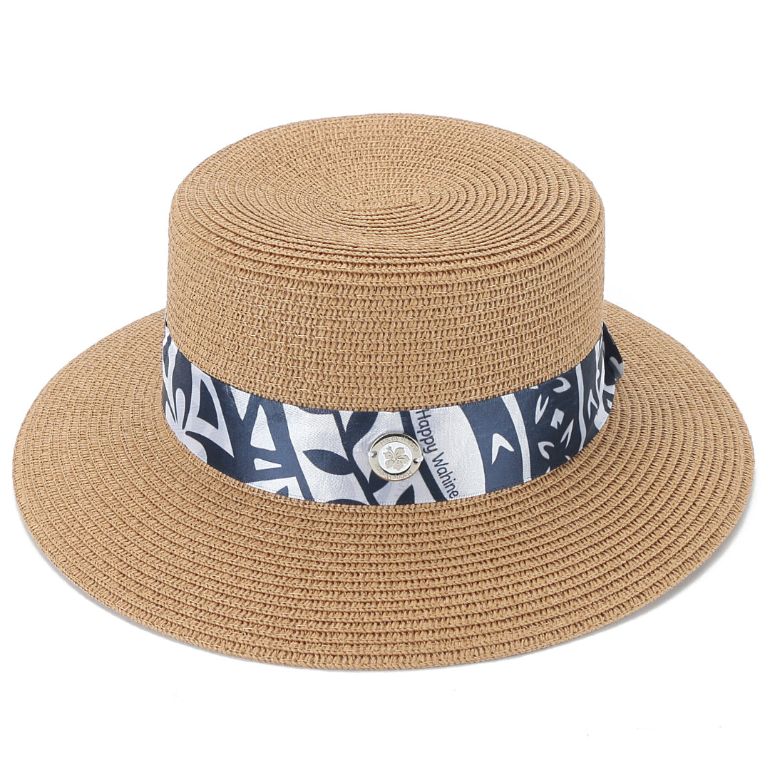 Lily Brown Navy Tapa Hat for Women - Stylish Sun Hat for Outdoor, Beach, and Summer Fashion