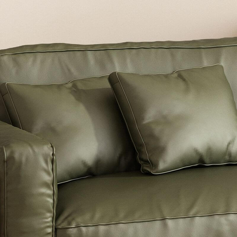Minimalist Lime Green Scratch-Resistant Sofa & Loveseat with Wood Square Arms, Wide Pillow Back & 3 Throw Pillows - 3/4/5 Seater for Living Room, Lounge & Home Theater Comfort