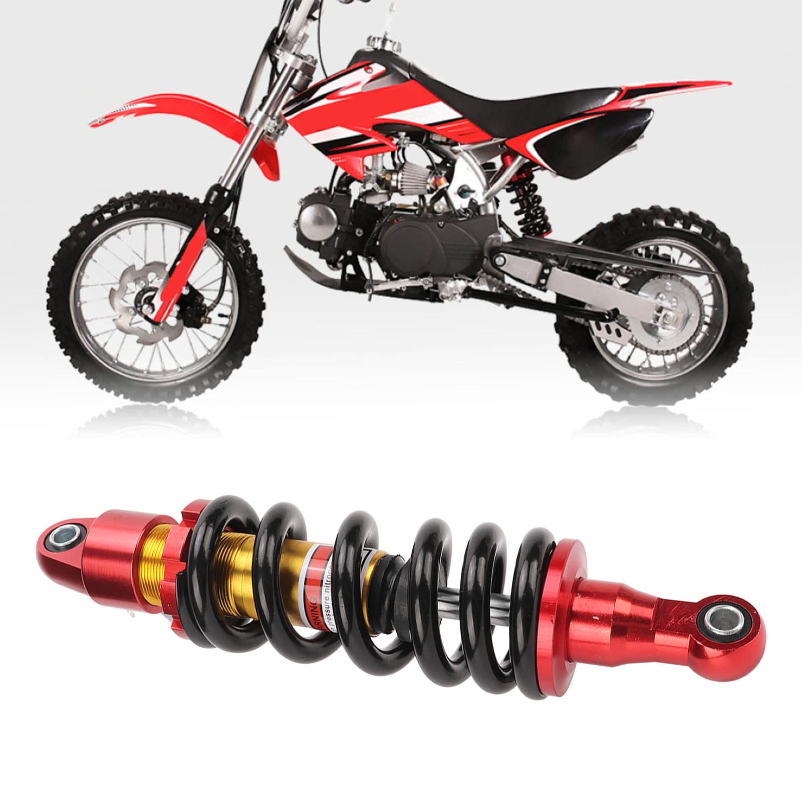 Adjustable Motorcycle Rear Shock Absorber - 320mm Long Heavy Duty Spring Suspension for 125cc Dirt Pit Bikes | Off-Road Riding & Trail Performance Upgrade